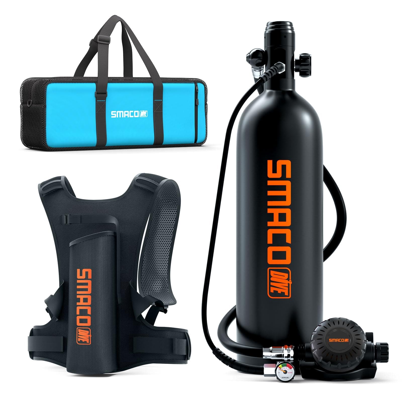S700 Plus Mini Scuba Tank 2L Portable Diving Tank Reusable Pony Bottle for Underwater Exploration Lung Air Tank Kit Diving Cylinder for Emergency Rescue Boat Cleaning Backup Air Source