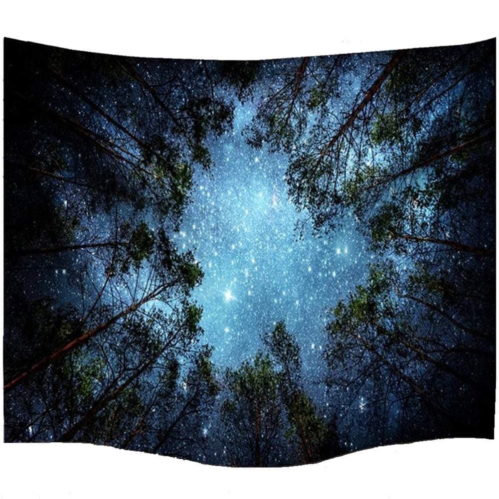 Prabahdak Wall Tapestry Wall Hanging Forest Starry Tapestry Tree Galaxy Tapestry Night Sky Tapestry Nature Tapestry Hippie Wall Tapestry for Bedroom Home Decor