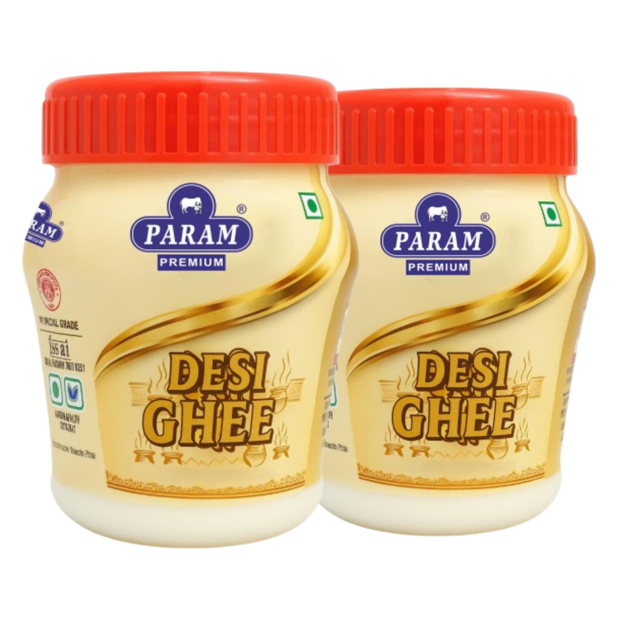 Param Premium Desi Ghee with Rich Aroma | 100% Pure and Natural Desi Ghee for Better Digestion & Immunity | 200 ML Jar Pack (Pack of 2)