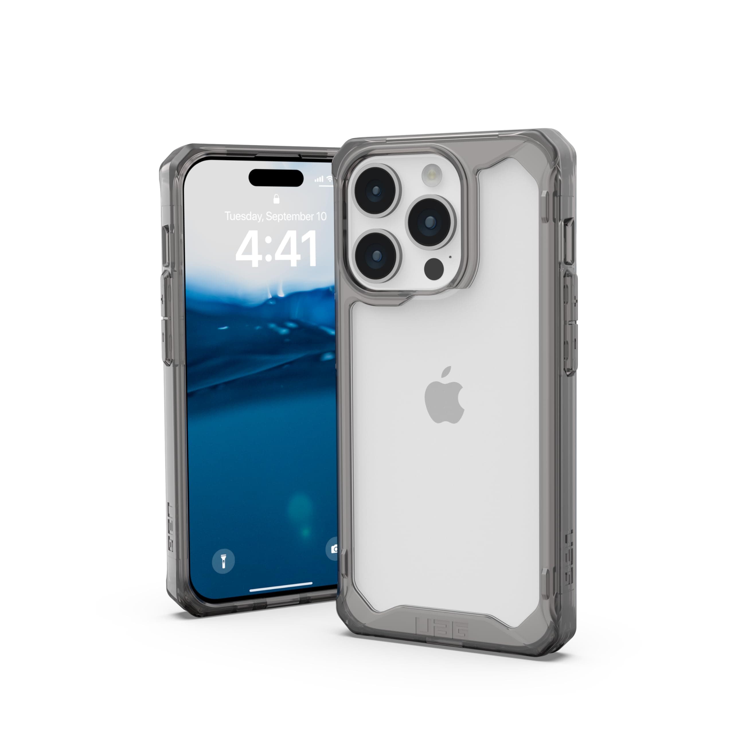 Urban Armor Gear TPU+PC Uag Iphone 15 Pro Case, Plyo Rugged Lightweight Slim Shockproof Clear Protective Cover Designed For Iphone 15 Pro (6.1-Inch) 2023 - Ash, Grey