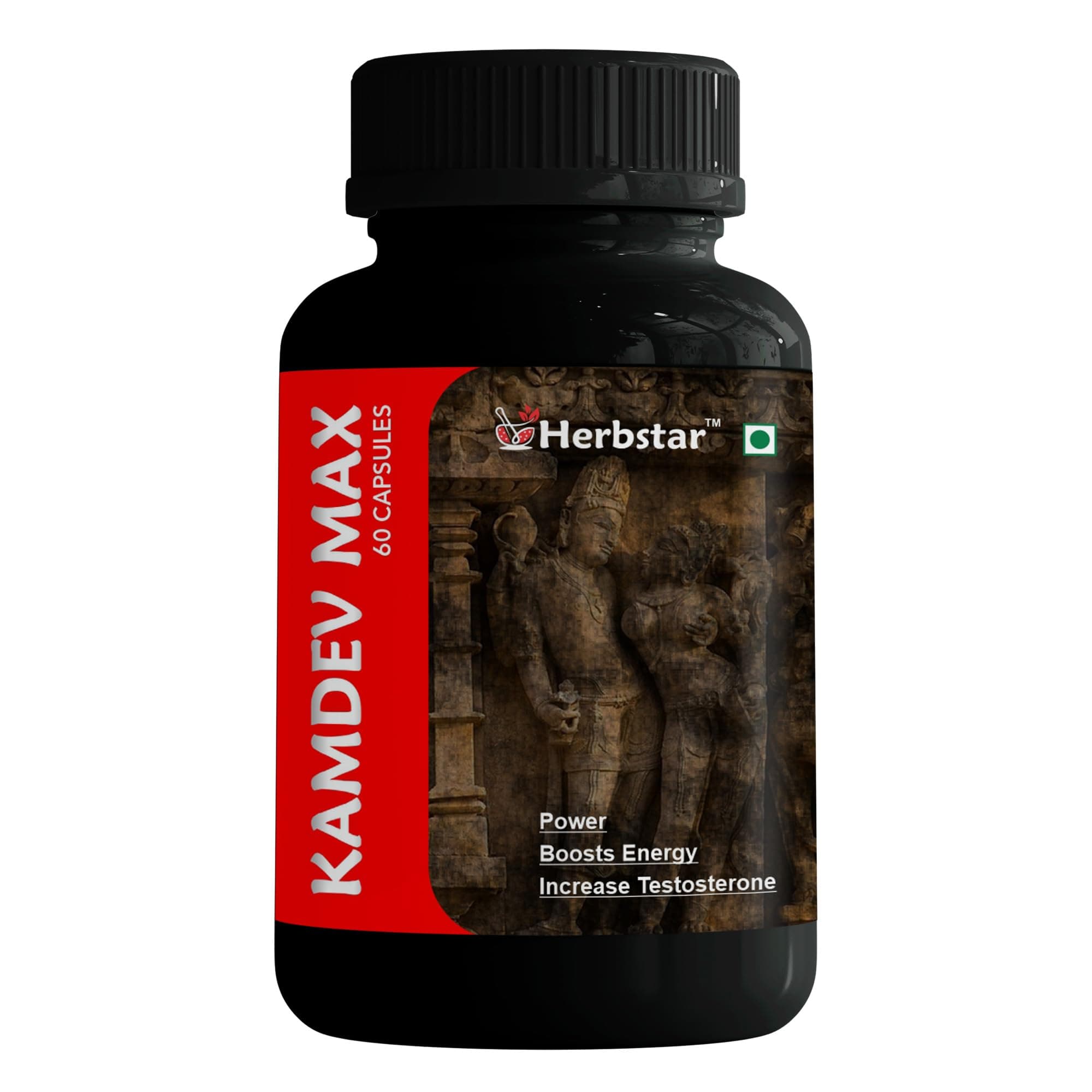 Kamdev Max Ayurvedic Herbal Supplement for Men with Shilajit, Safed Musli, Gokshura, KSM, Kaunch Beej | Energy, Immunity, Stamina, Vitality, Wellness, Organic Power (60 Capsules)