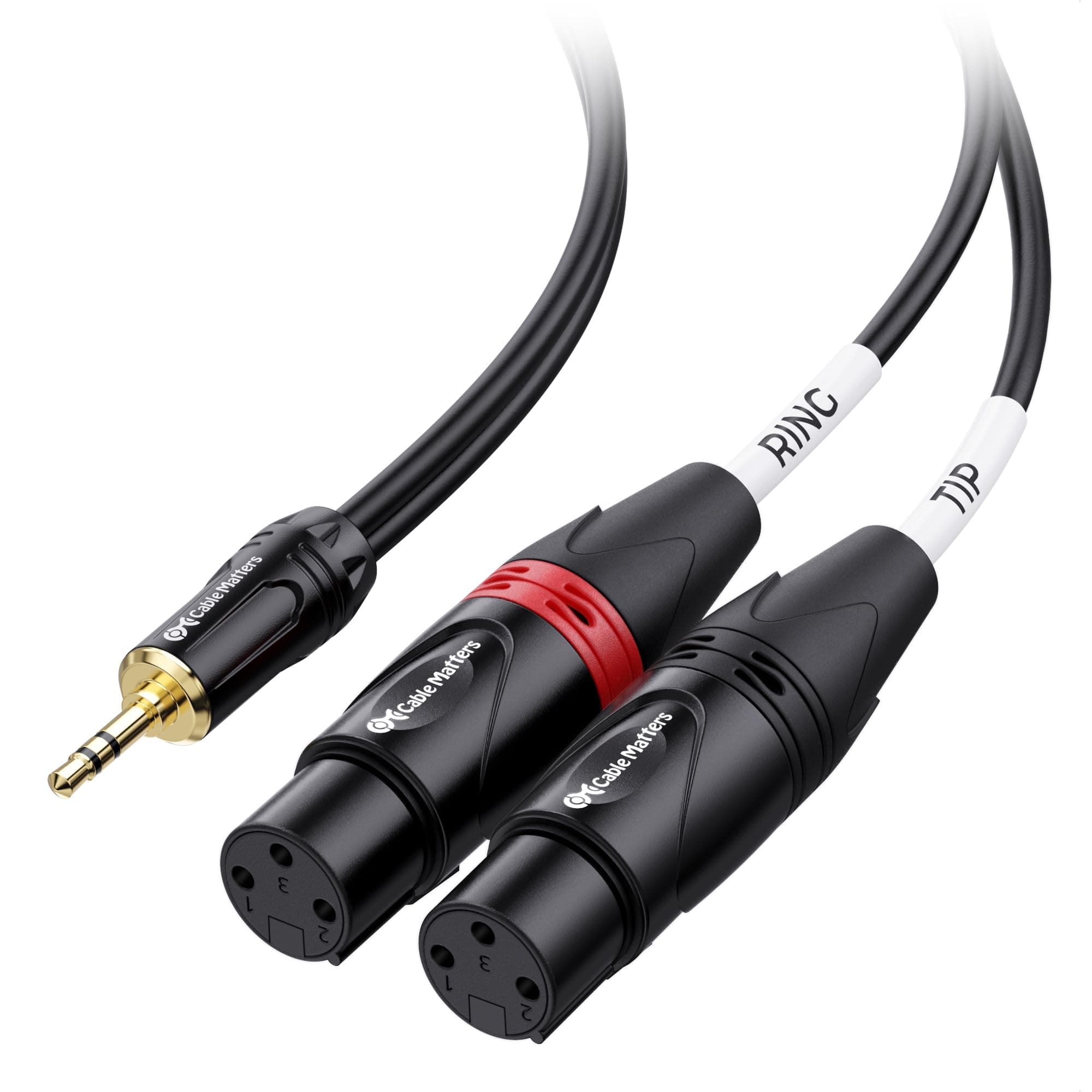 Cable Matters 3.5mm 1/8 Inch TRS to 2 XLR Cable, Male to Female Aux to Dual XLR Breakout Cable - 6 Feet