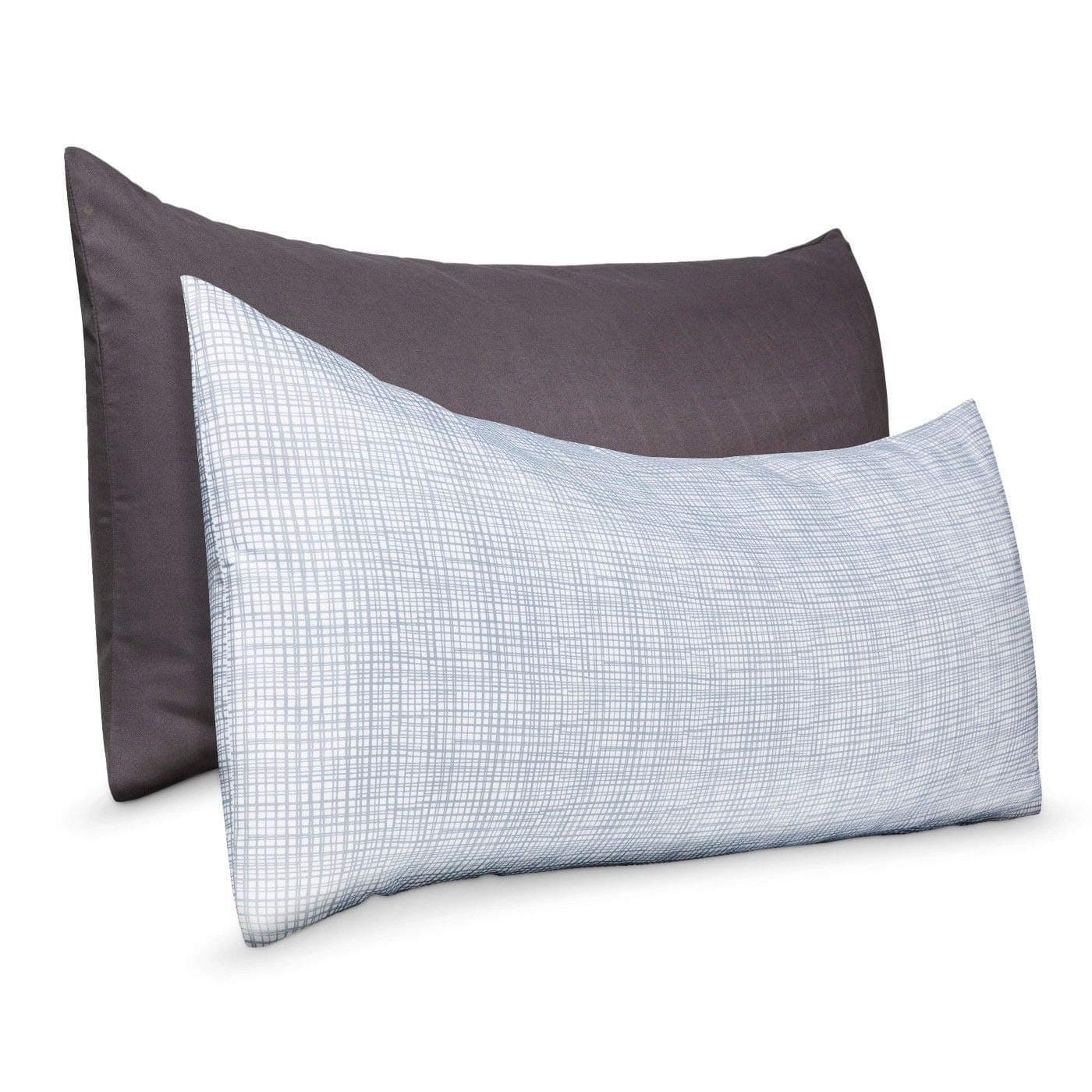 Room Essentials 2 Pack Fine Linens Soft Classic Zippered Body Pillow Covers Bedding Collection - 20" x 50" - Solid and Checkered Pillowcase