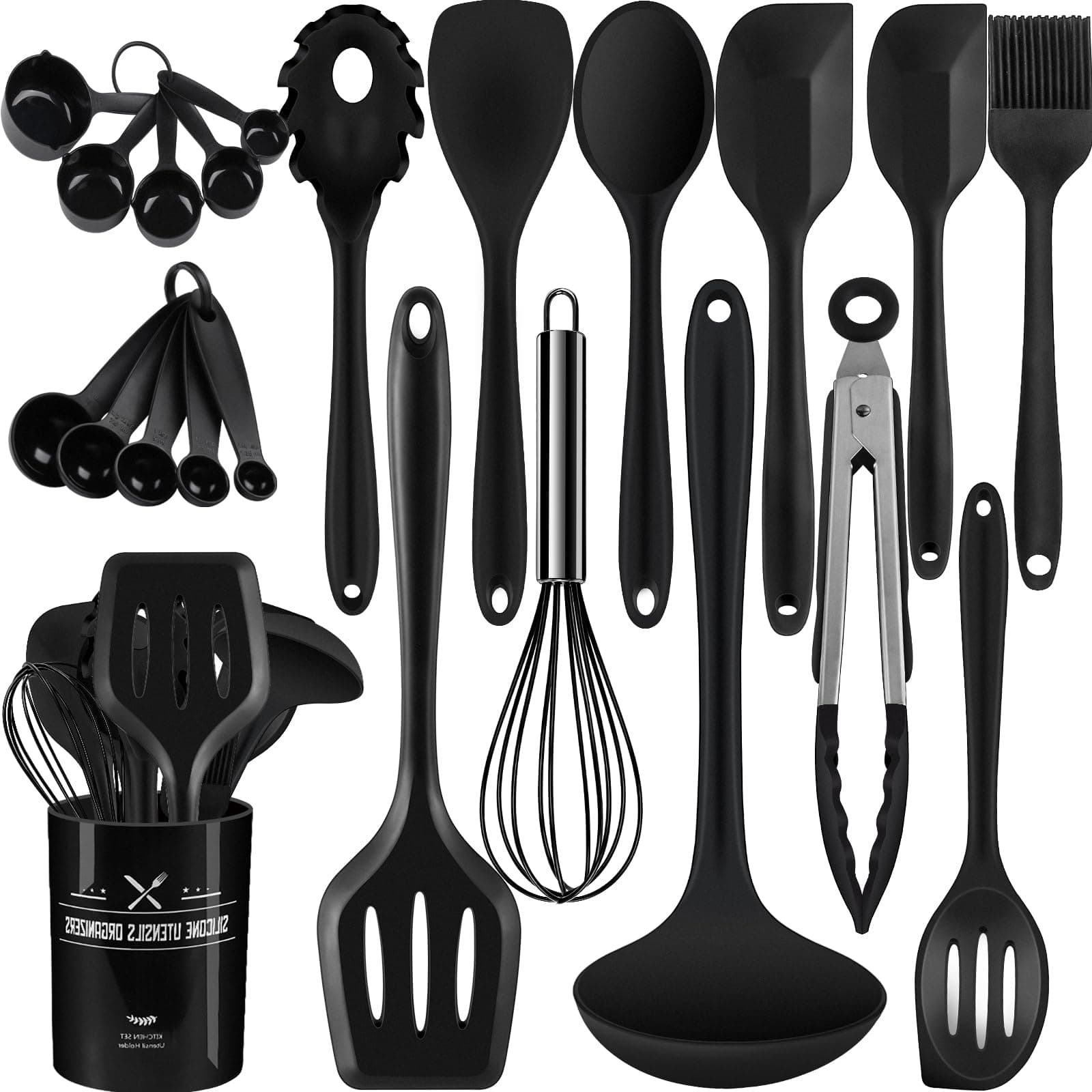 Wildone Kitchen Utensils Set, Silicone Kitchen Utensils, 22 pcs Non-Stick Silicone Cooking Kitchen Utensils Spatula Set with Holder, Cooking Spatula Turner Heat Resistant Tools,Dishwasher Safe