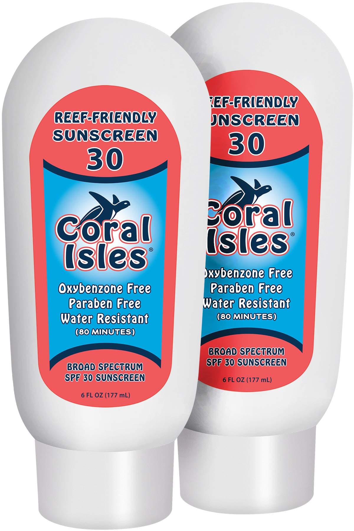 2 Pack - SPF 30-6 oz Coral Isles REEF FRIENDLY & Safe Sunscreen - Broad Spectrum, NO Oxybenzone, NO Octinoxate, NO Parabens, Water Resistant 80 min Sun Cream Lotion