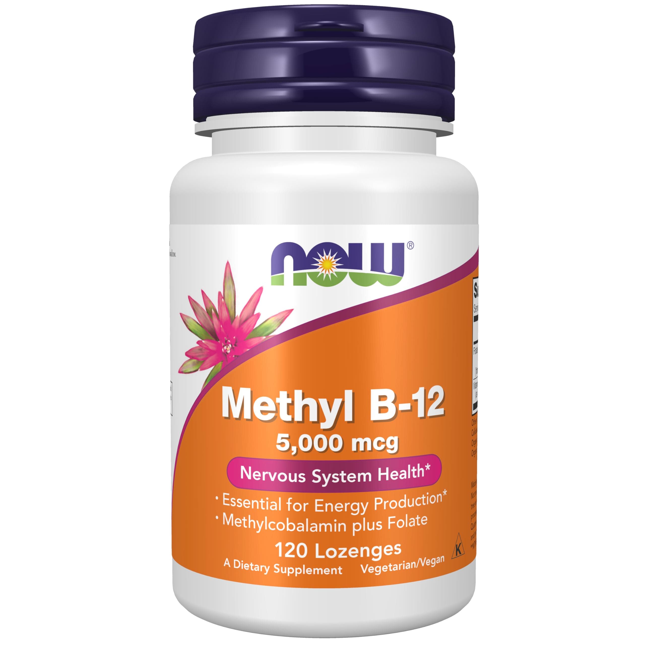 Supplements, Methyl B-12 (Methylcobalamin) 5,000 mcg, Nervous System Health*, 120 Lozenges