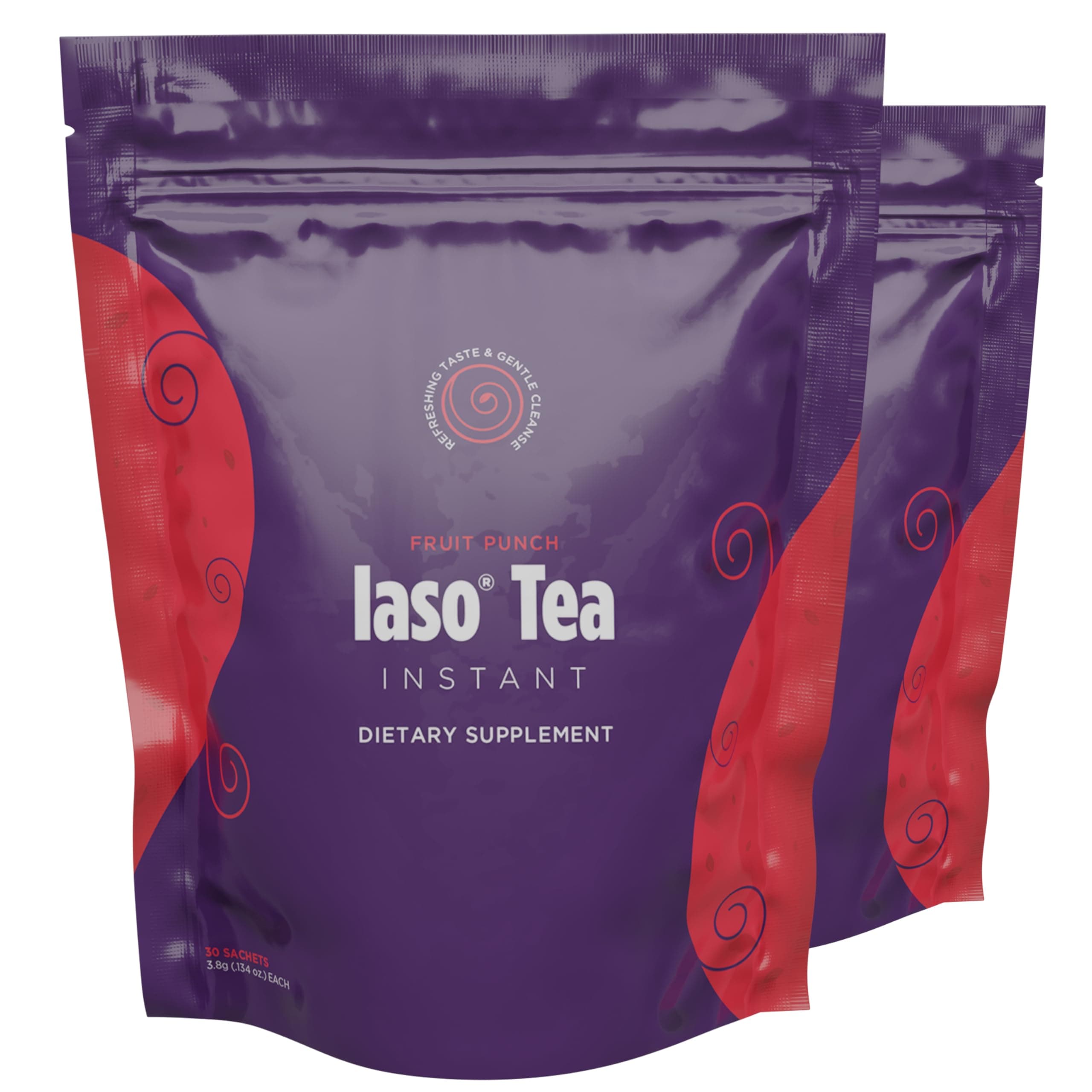 Iaso Instant Tea (Fruit Punch) - Refreshing and Cleansing, Ideal On-the-Go Drink - 30 Sachets, Pack of 2