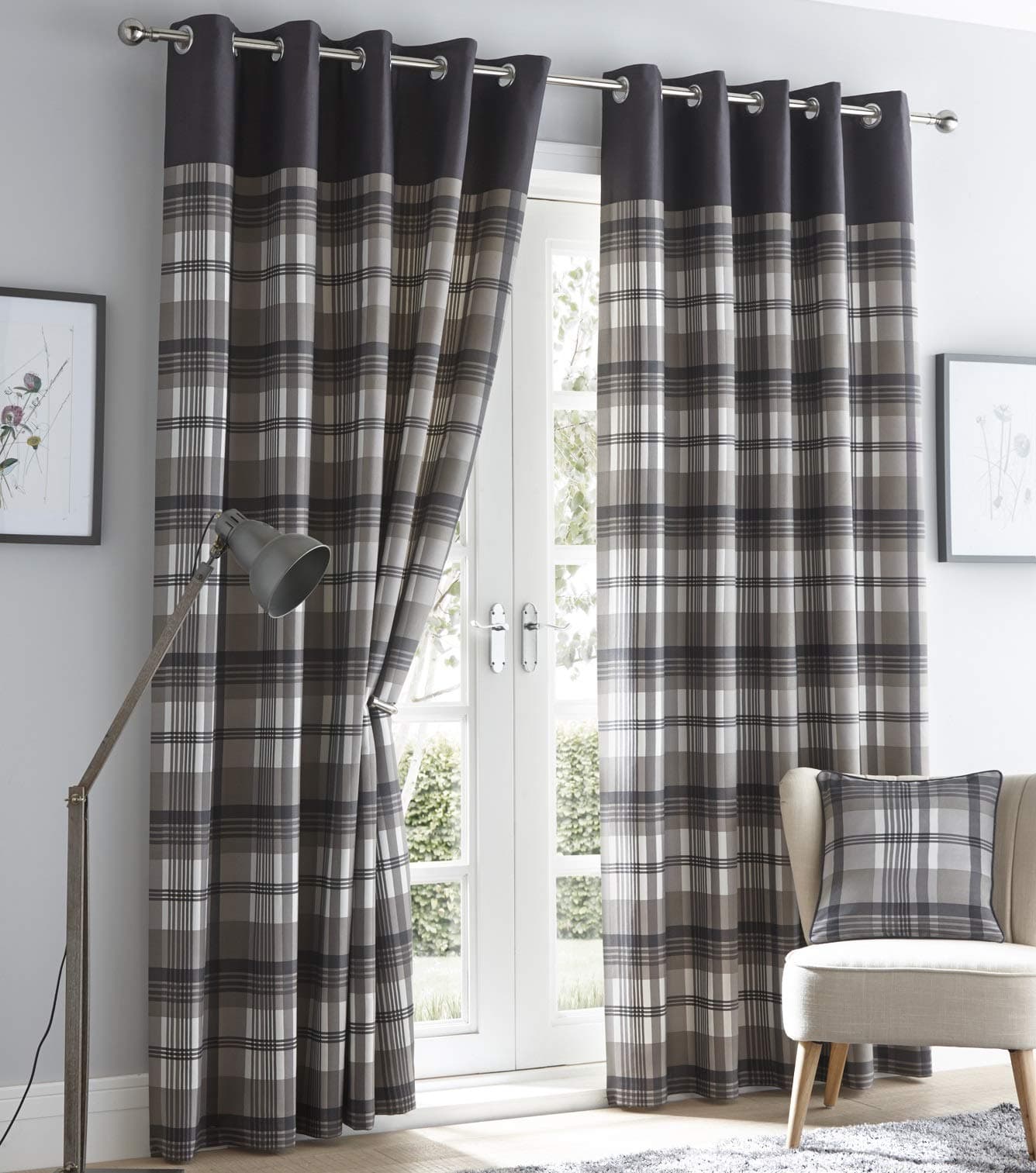 Portfolio Orleans Curtains, Grey, 90 x 90"