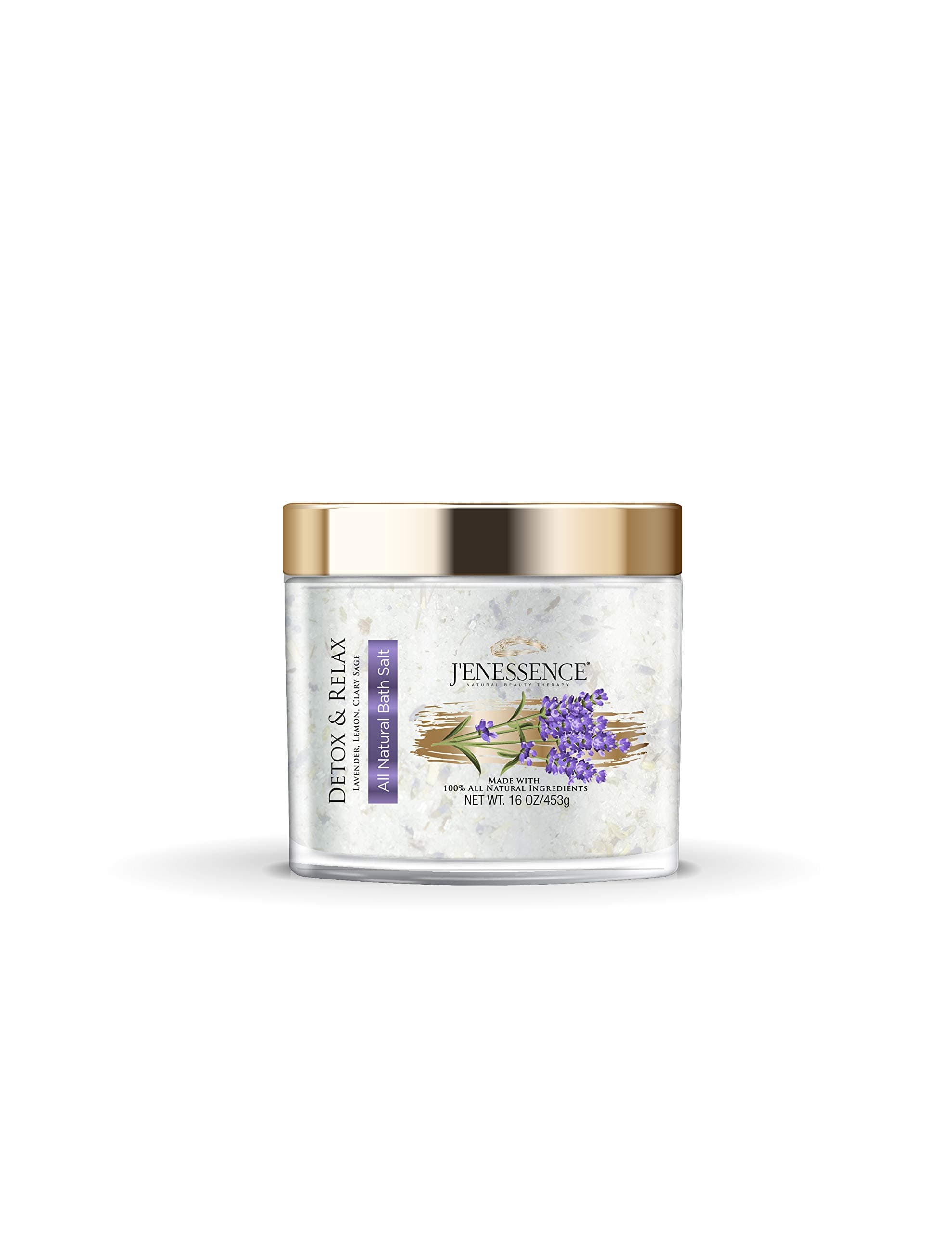 J'enessence 100% All Natural Lavender Bath Salt with Vitamin E, Detox and Relax Skin Therapy