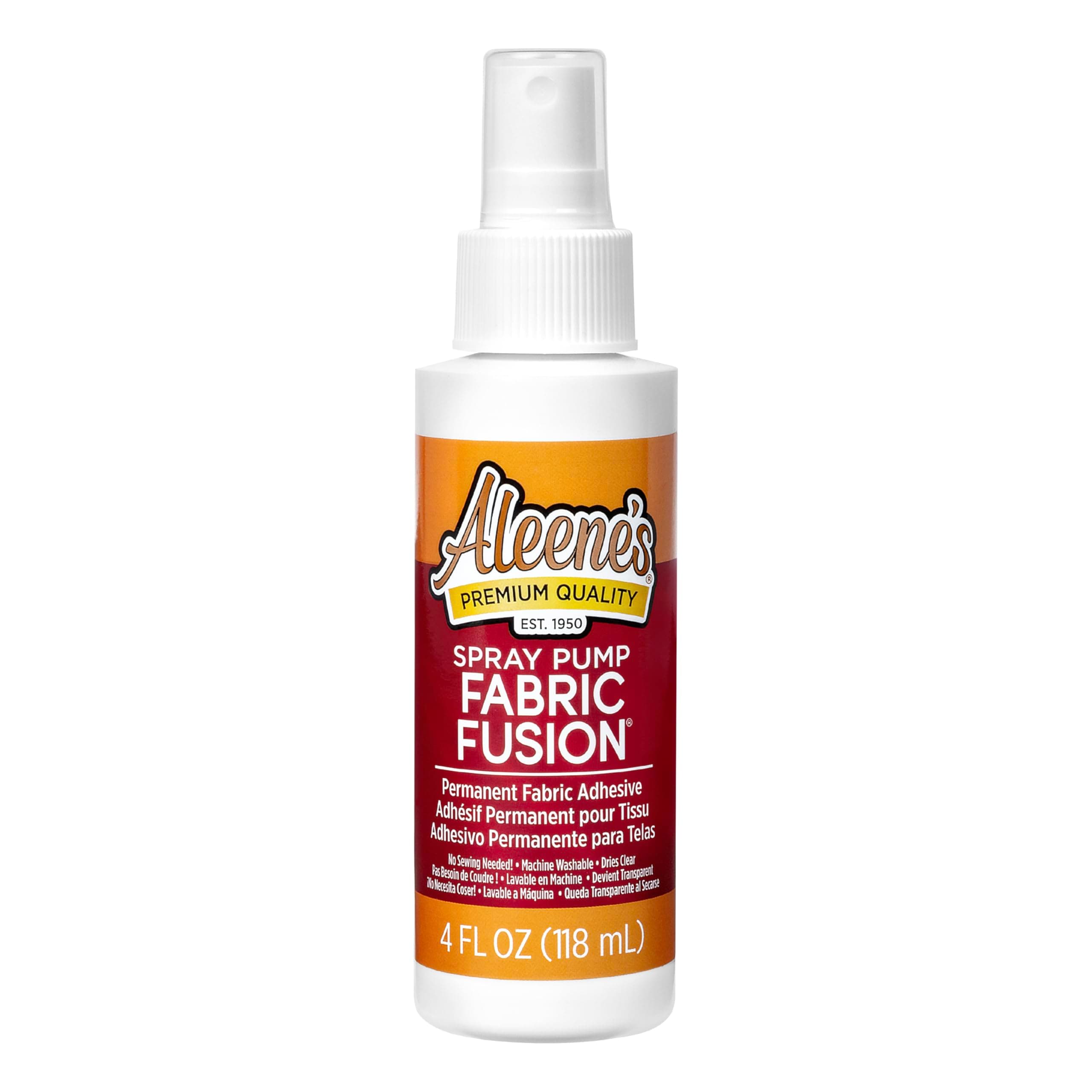 Aleene's Fabric Fusion Spray Pump, Fast Drying Adheive, Permanent Fabric Glue, 4 fl oz