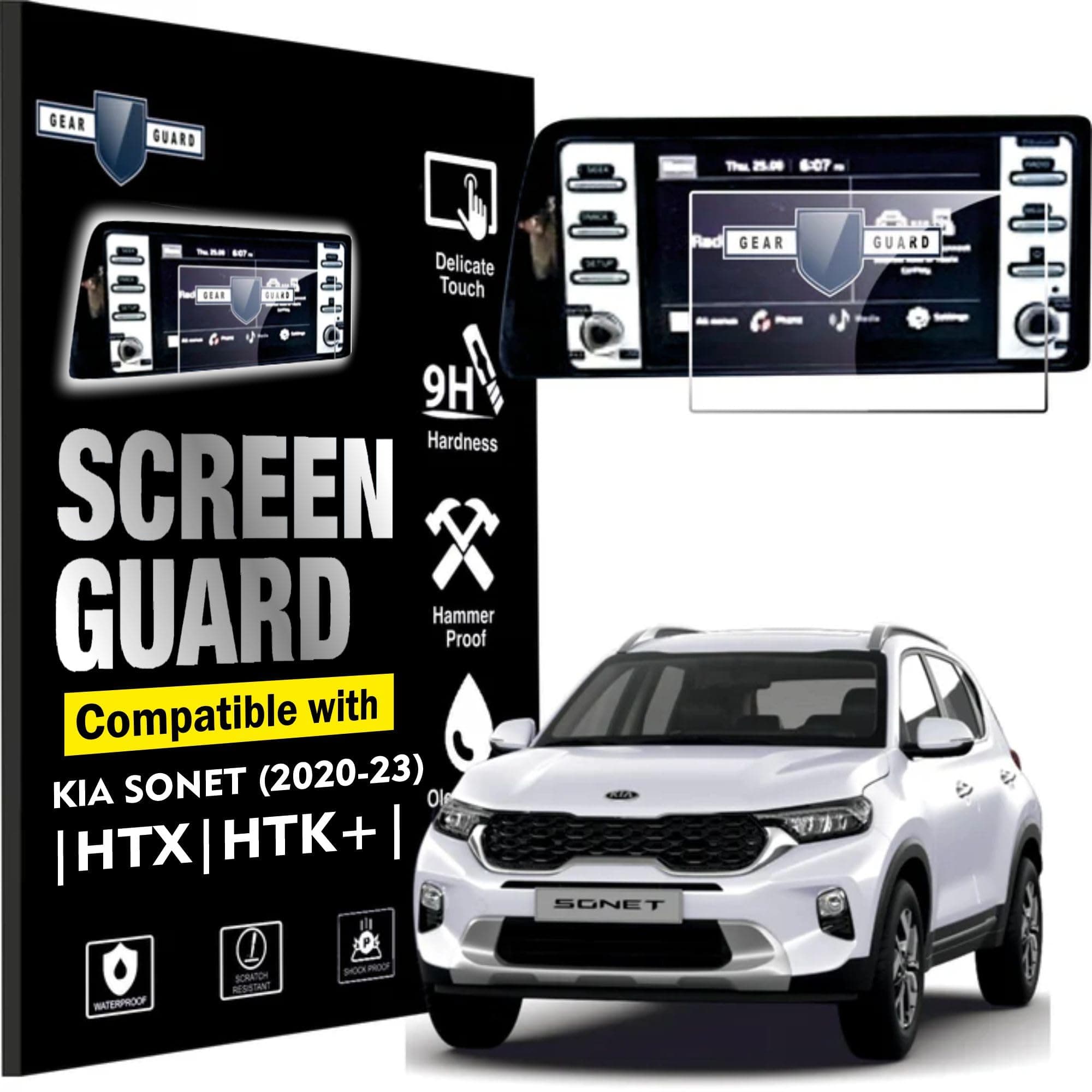 LF Hydrophobic Kia Sonet Htk + | Htx, Car Accessories Navigation Or Music System (Stereo) Touch Screen Guard 8Inch (Company Fitted) - Clear