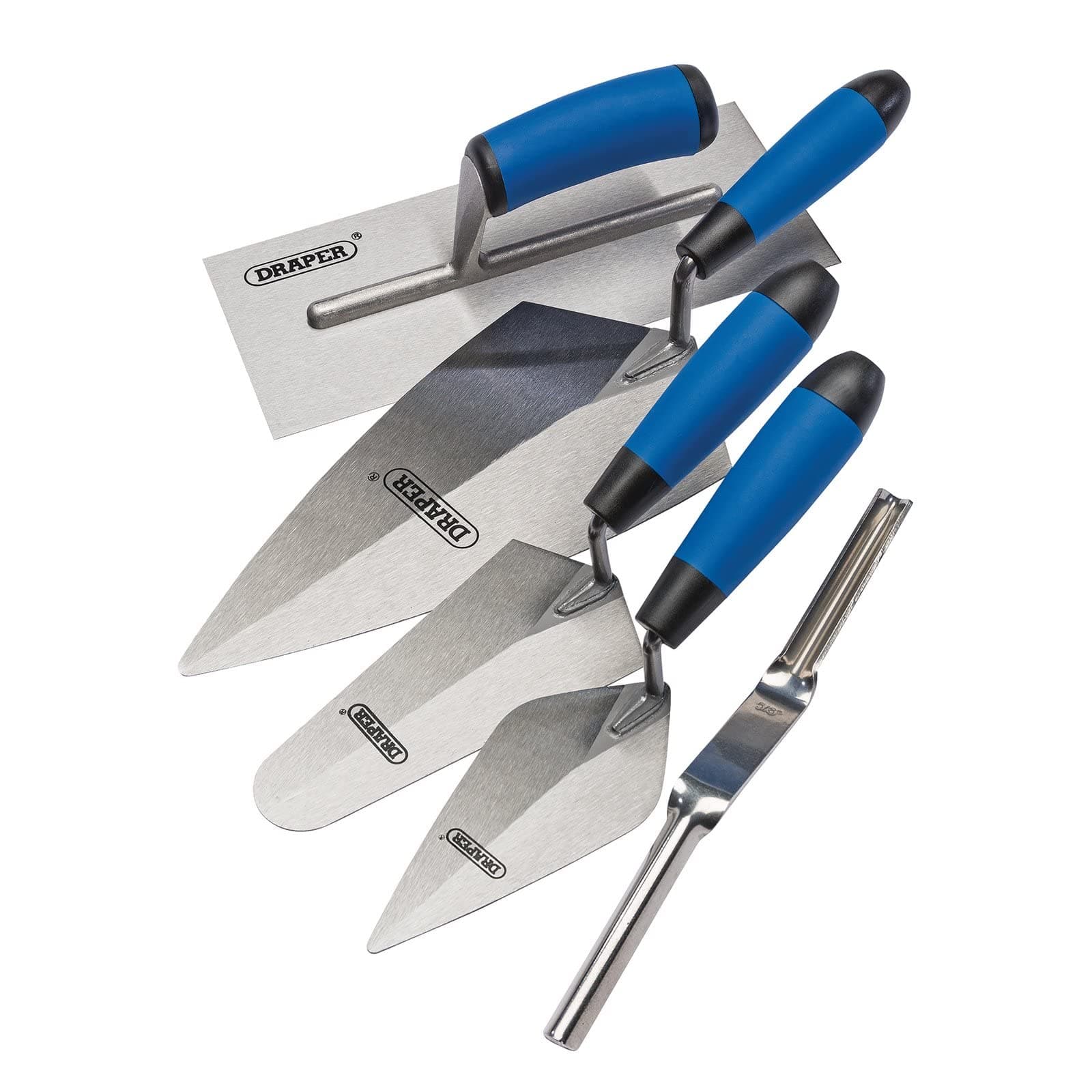 Draper 70372 Soft Grip Trowel Set, 5 Piece, Silver and Blue, One Size