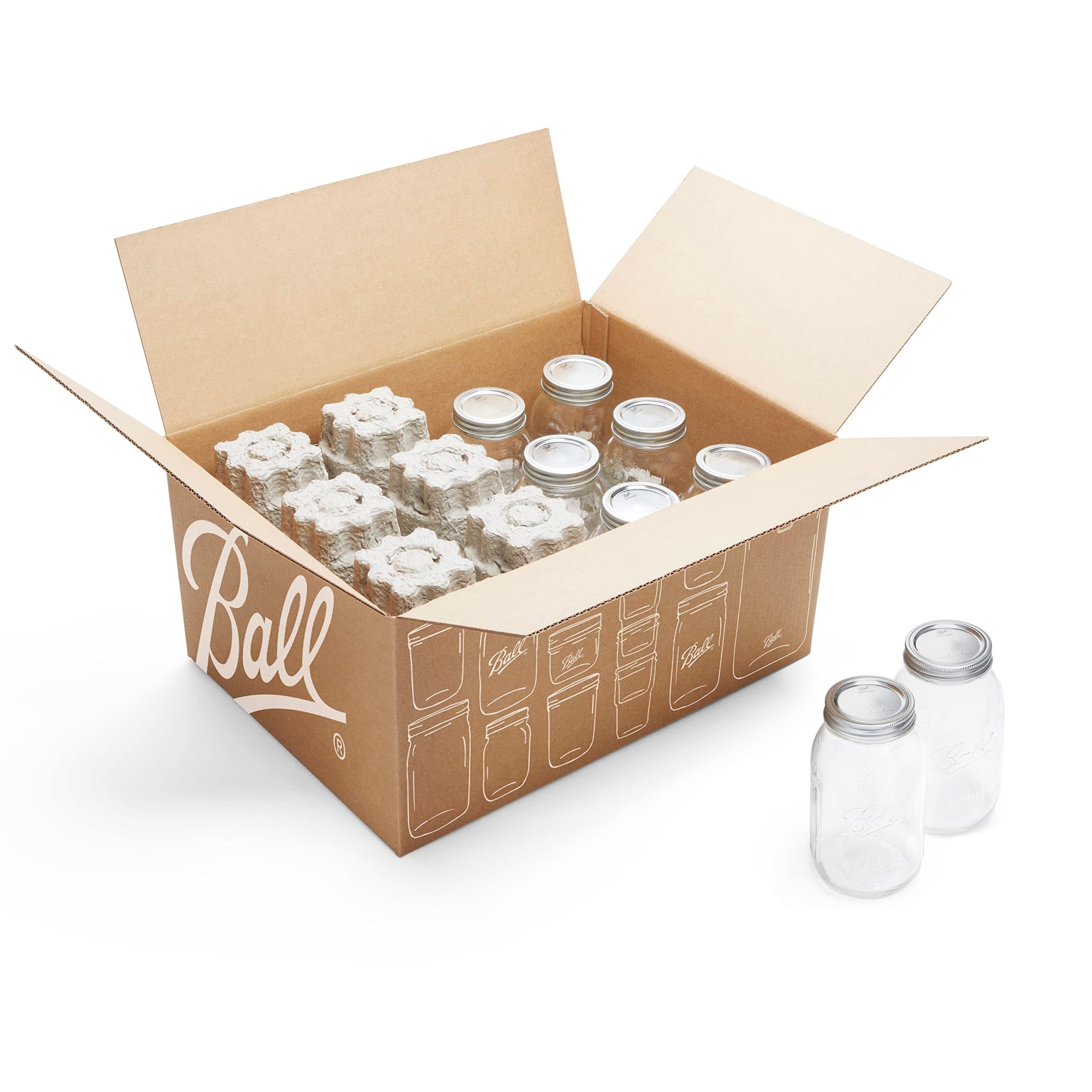 Regular Mouth Quart (32oz) Canning Jars, 12 Pack, CLear