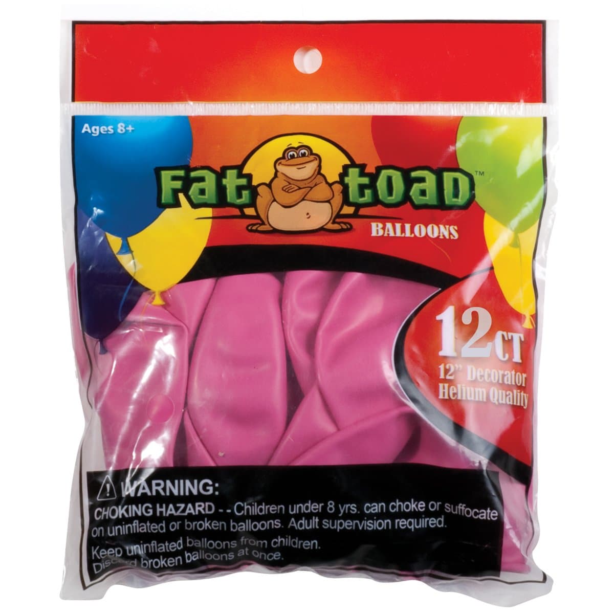 Axiom International Fat Toad Balloons Round 12" 12/Pkg, Fuchsia Pink