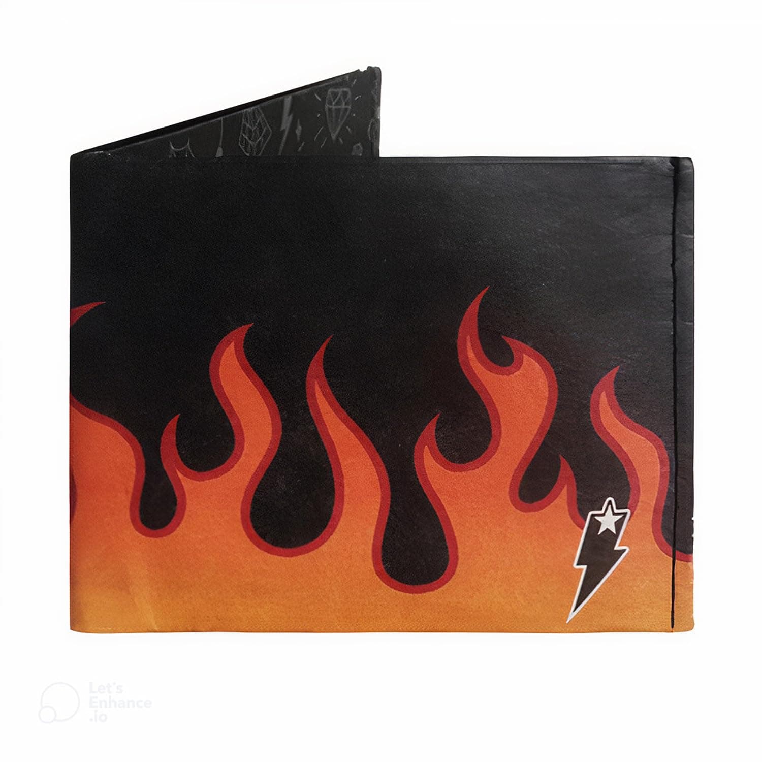 SUPERVEK Lit Flames Fire Stitched Paper Wallet - Vegan, Mighty Thin, Slim Wallet for men, Mens Credit Card Holder Wallet Gifts - Anime Tattoo Streetwear Hypebeast Bifold Wallets - RFID Blocking
