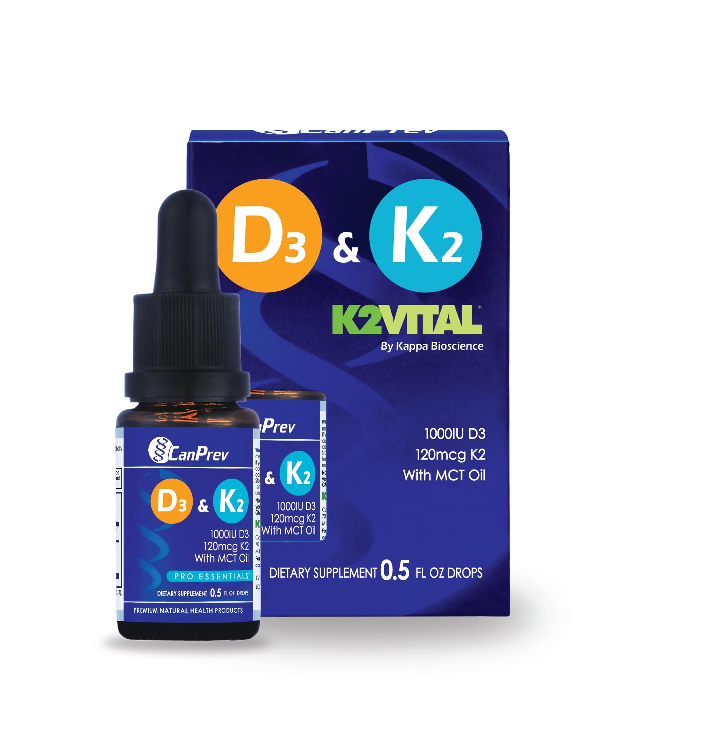 D3 & K2 Drops - MCT Oil Base, 15ml Liquid Vitamin Supplement, 450 Drops with 250IU D3 & 30mcg MK-7 K2, Supports Strong Bones & Teeth, Easy-to-Take Formula, Free from Gluten, Dairy, Soy & Sugar