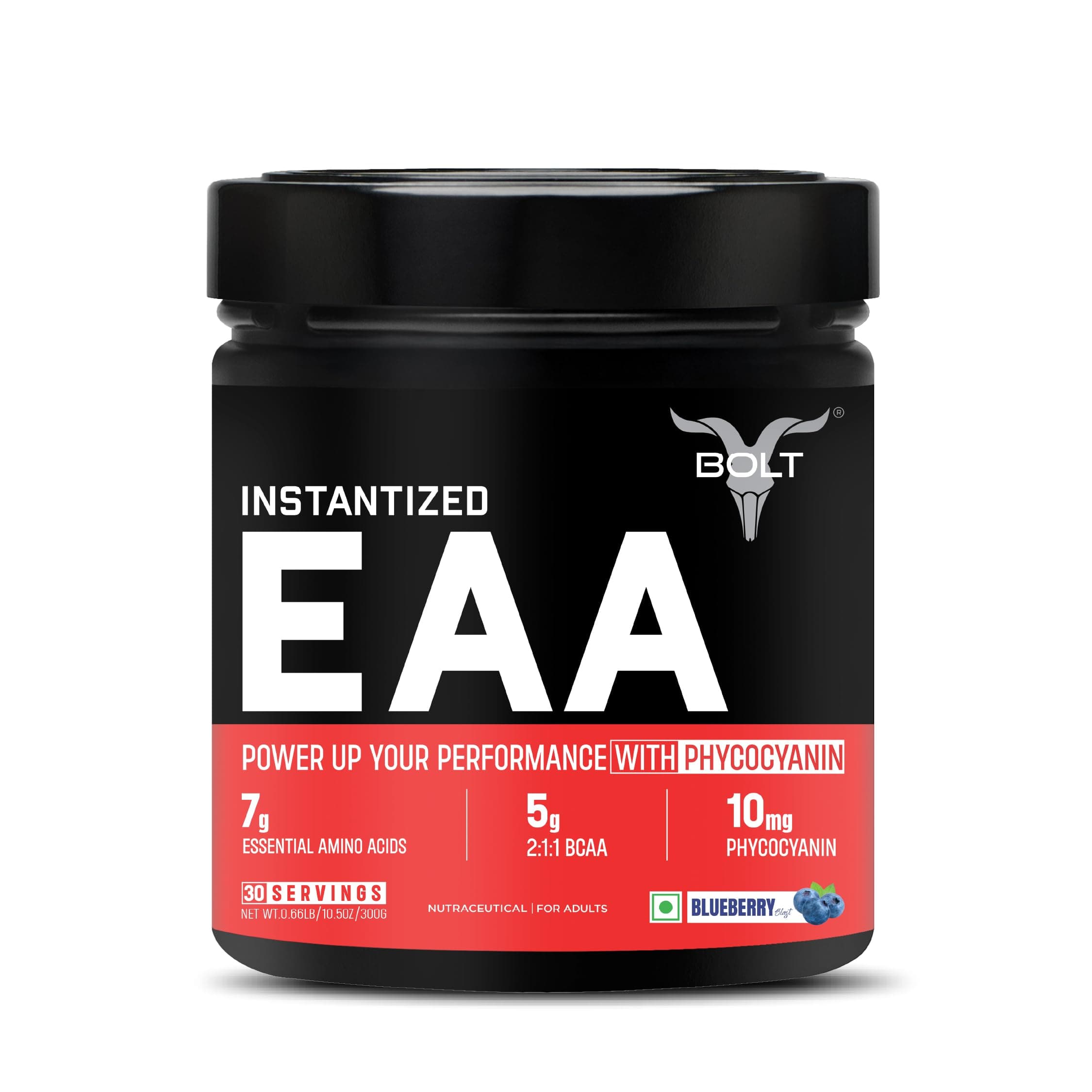 Bolt EAA 300gm, 30 Servings|Nine Essential Amino Acid with BCAA 5000|EAA Supplement for Men & Women- Blueberry Blast