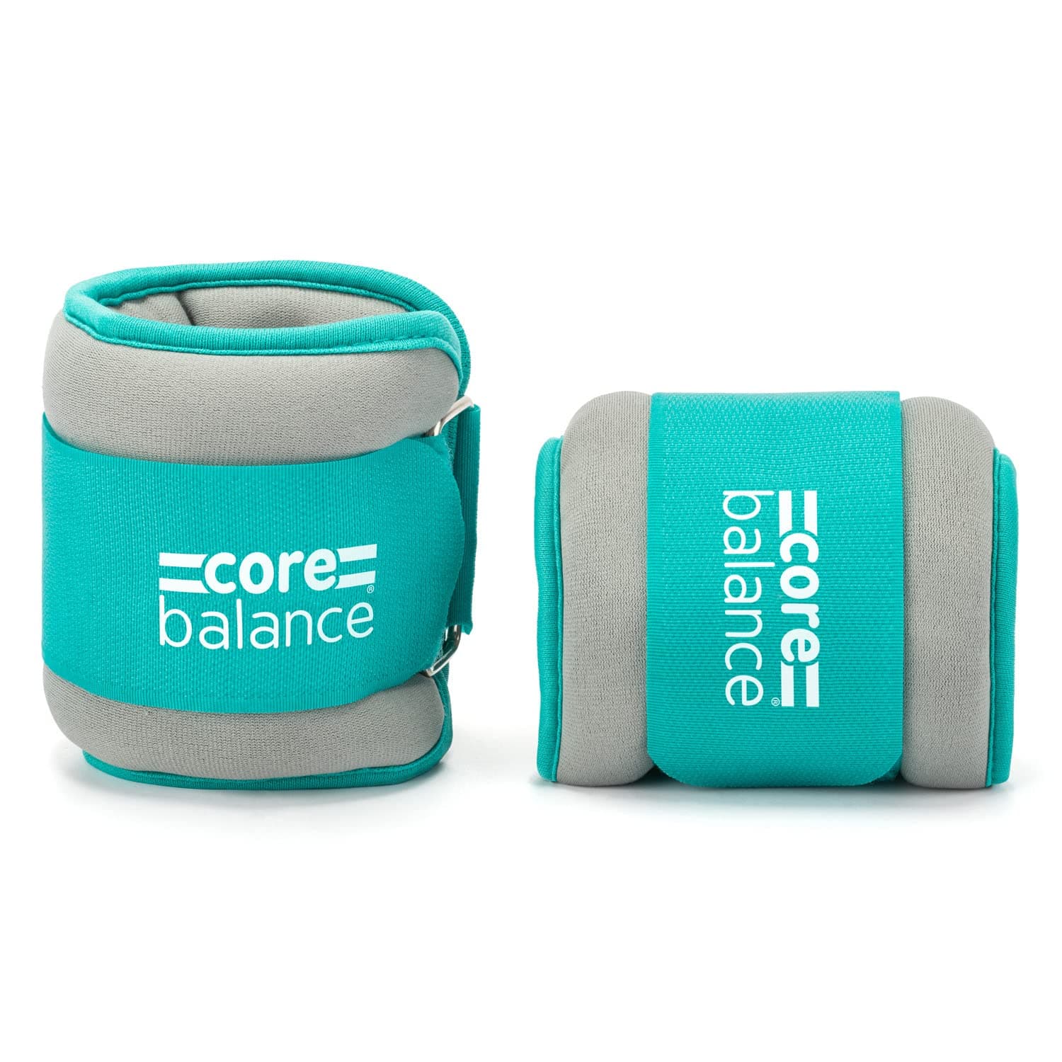 Core Balance Teal Ankle and Wrist Weights Adjustable Strap Neoprene Fabric Set Of 2 (0.5kg to 2kg)