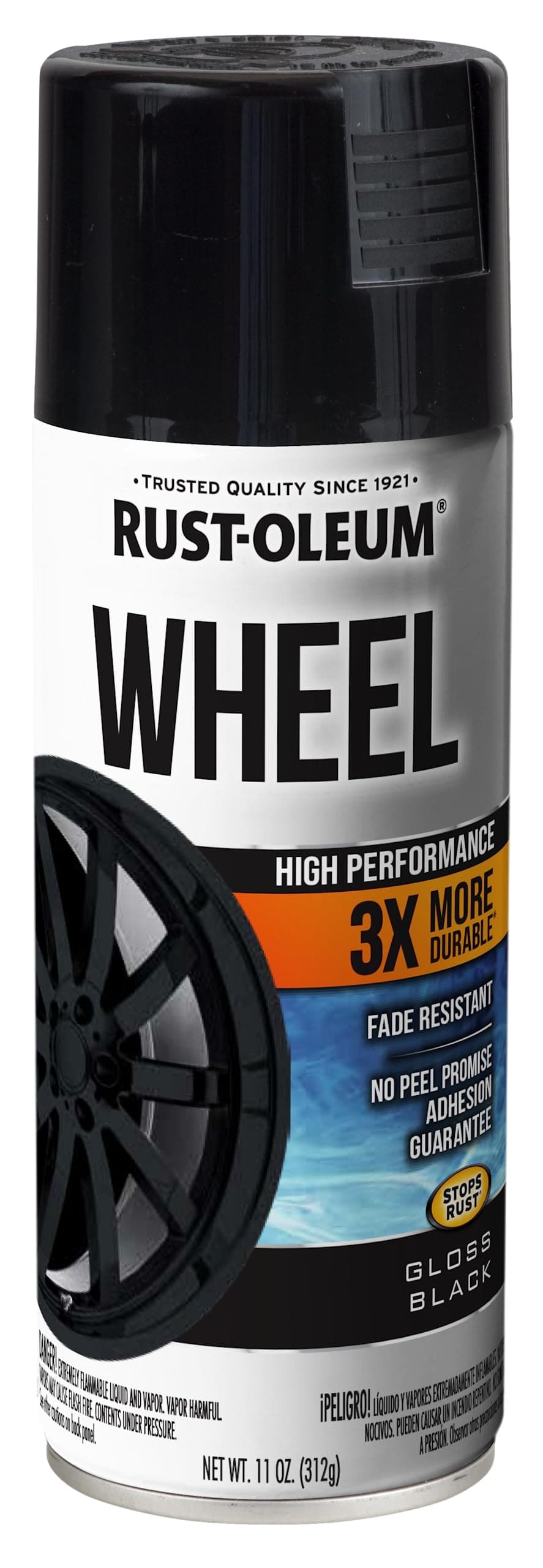 Rust-Oleum 368076 High Performance Wheel Spray Paint, 11 oz, Gloss Black