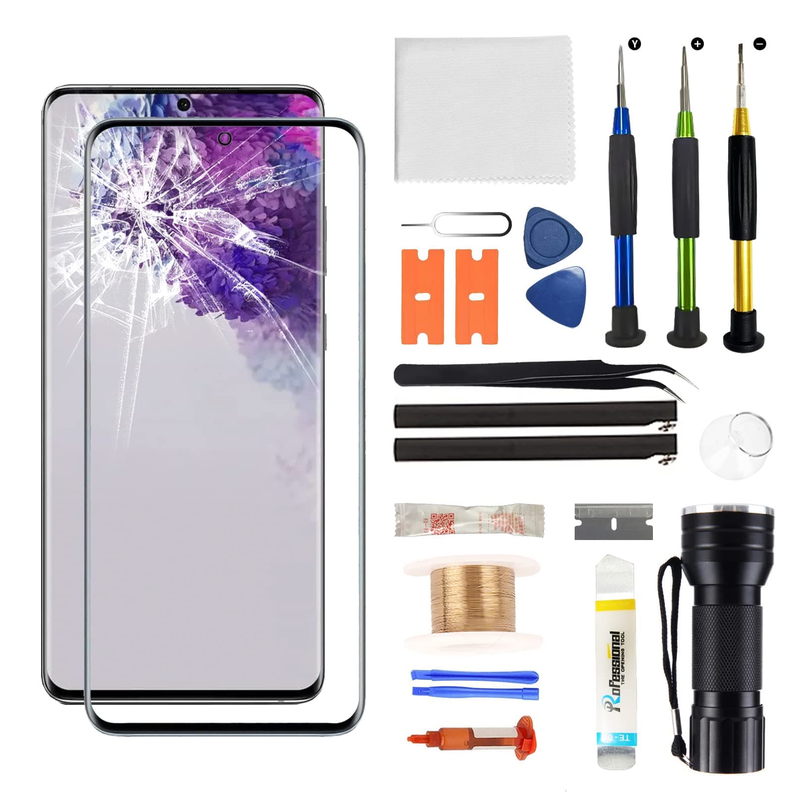 Zgxhga for Samsung Galaxy S20 Ultra Screen Replacement,Replacement Screen for Galaxy S20 Ultra Series 6.9 inch,Glass Replacement Kit with Repair Tools,Waterproof Adhesive(NO OLED & Touch Digitizer)