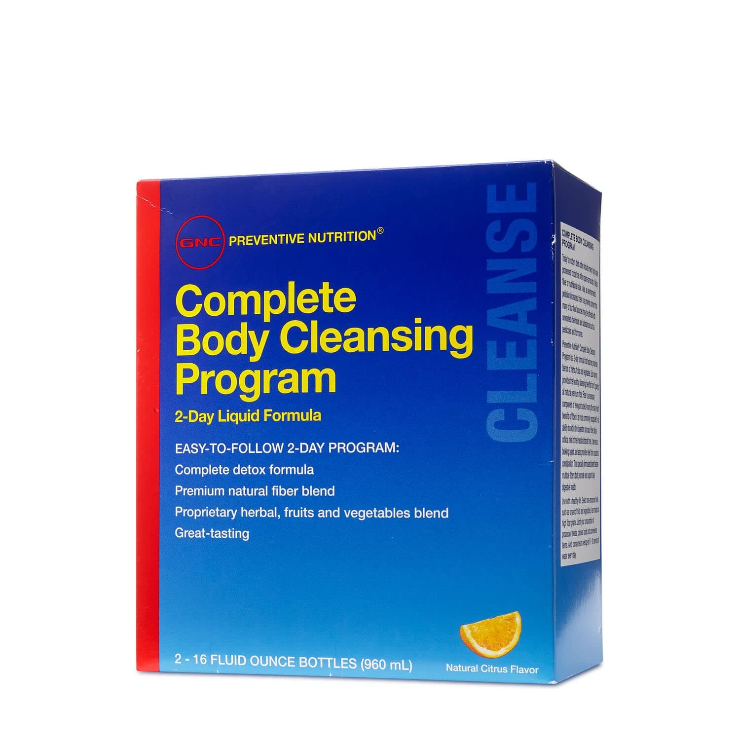 GNC Preventive Nutrition Complete Body Cleansing Program - Natural Citrus Flavor, 2 16oz Bottles, 2-Day Detox of Natural Fiber Blend