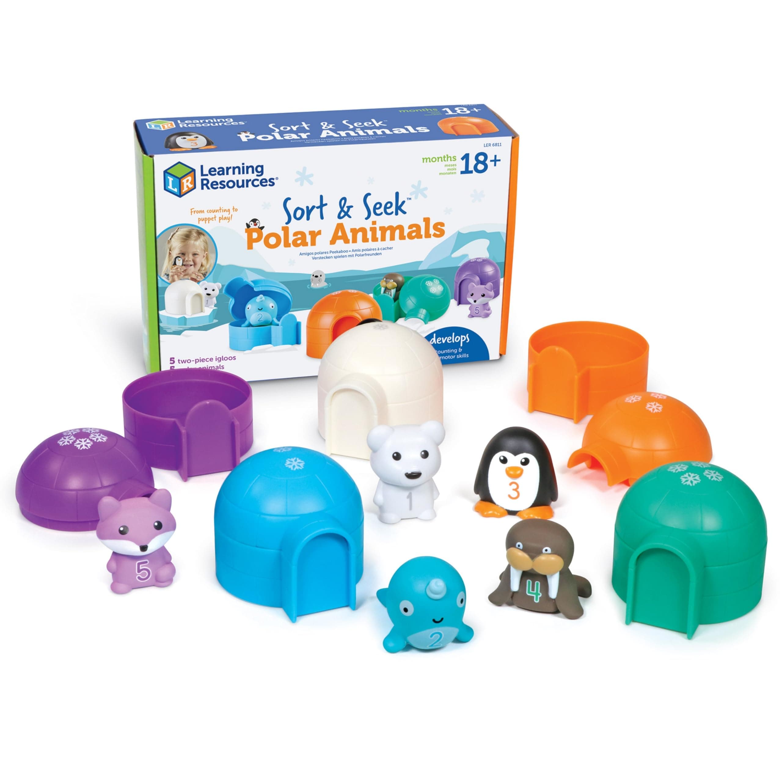 Learning Resources Sort & Seek Polar Animals - 15 Pieces, Age 18+ Months Toddler Learning Activities, Educational Toys, Educational Toy Set Color, Teaching Toys