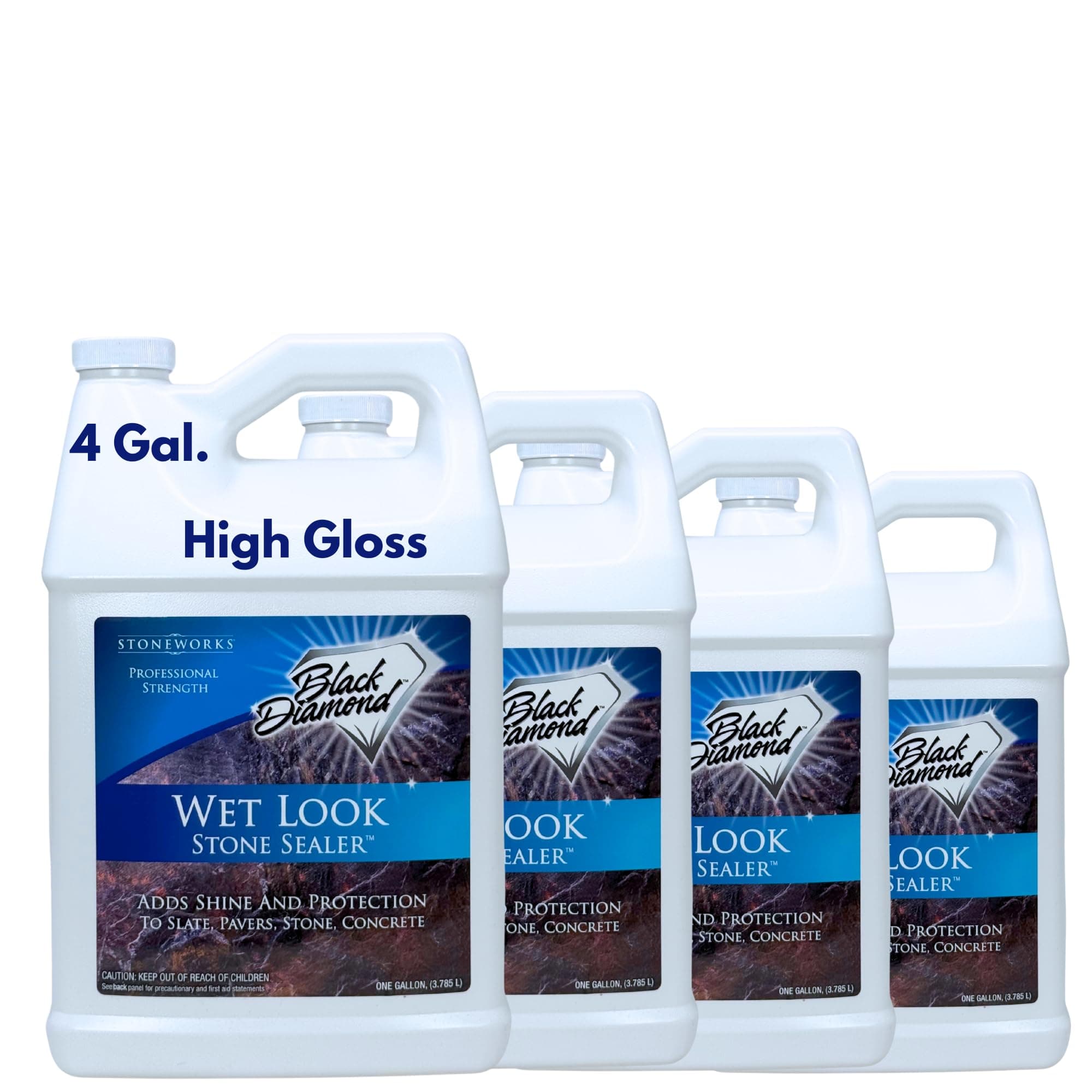 Wet Look Natural Stone Sealer Provides Durable Gloss and Protection to: Slate, Concrete, Brick, Pavers, Sandstone, Driveways, Garage Floors. Interior or Exterior. 4-Gallon.