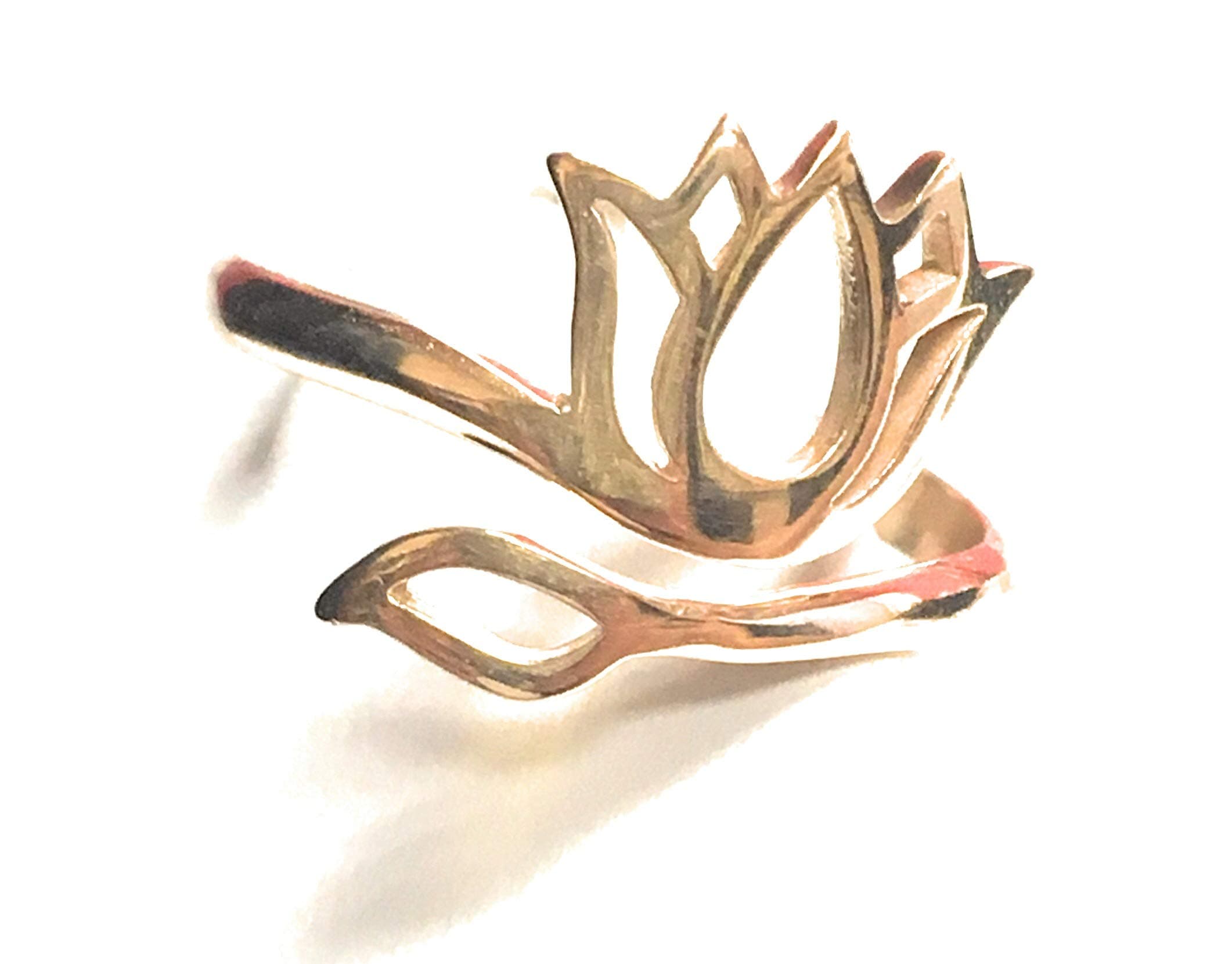 Open Design Adjustable Lotus Flower Ring in Bronze, 7036