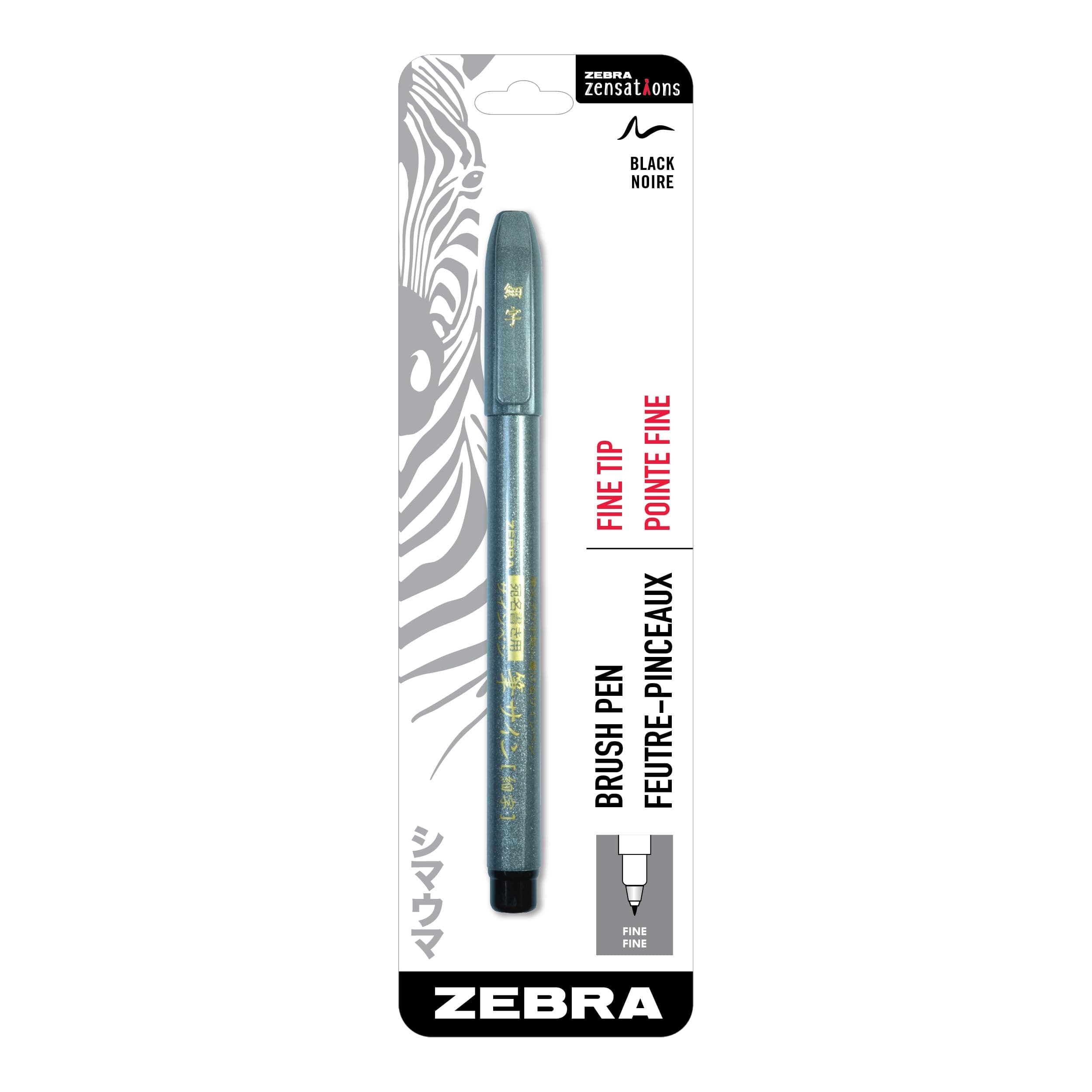 Zensations Brush Pen, Fine Brush Tip, Black Water-Resistant Ink, 1-Pack