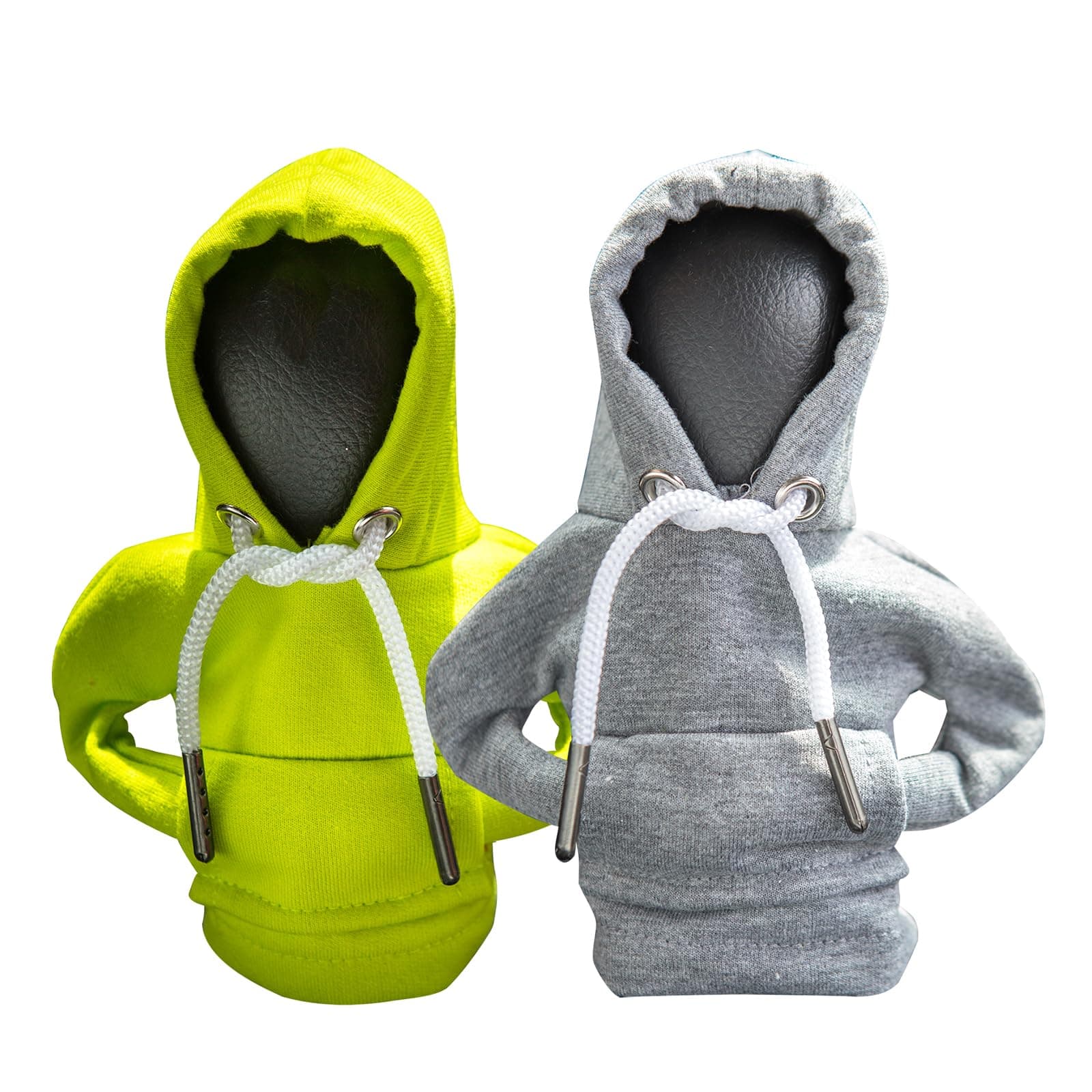 ECDREAM 2Pcs Car Shift Knob Hoodie, Gear Shift Sweater, Funny Automotive Interior Accessories (Green and Gray)