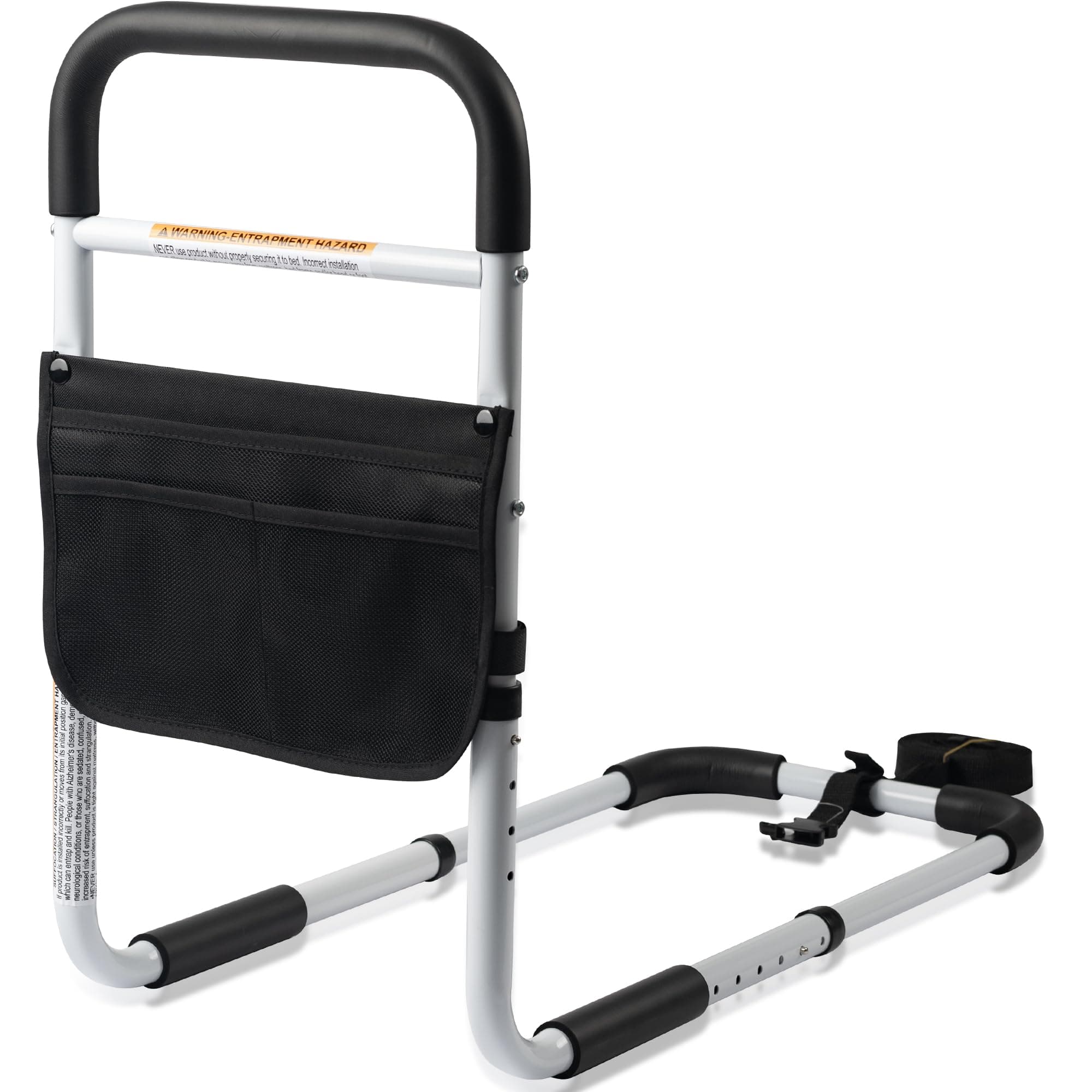 Panta Bed Rails for Elderly Adults, Adjustable Bed Assist Bar for Seniors, Medical Bed Safety Rail with Storage Bag and Fixing Strap, Portable Bed Cane Fit King, Queen, Full, Twin, Medium, Black