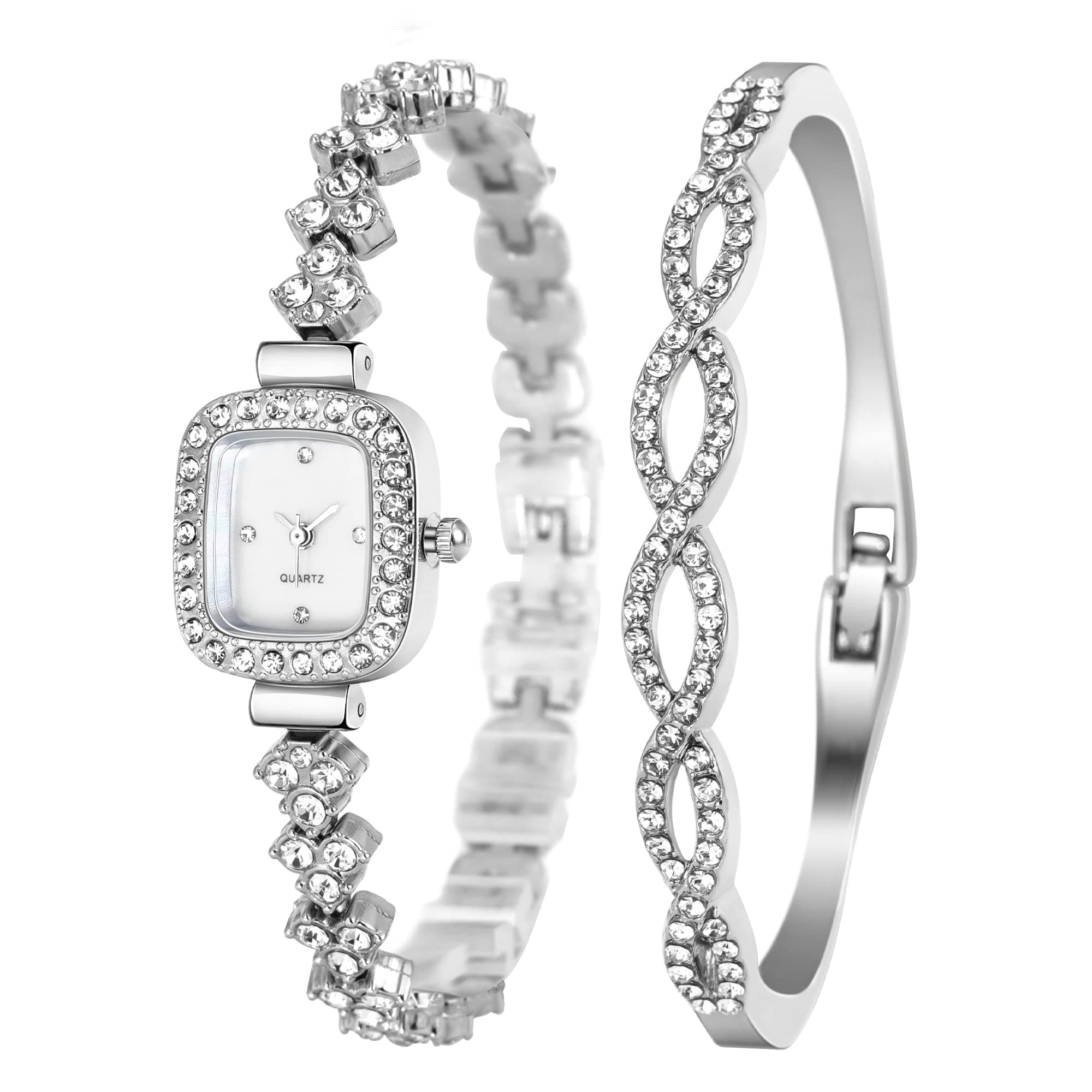 Clastyle Women's Rhinestone Watches with Silver Stainless Steel Strap Thin Watch Gift
