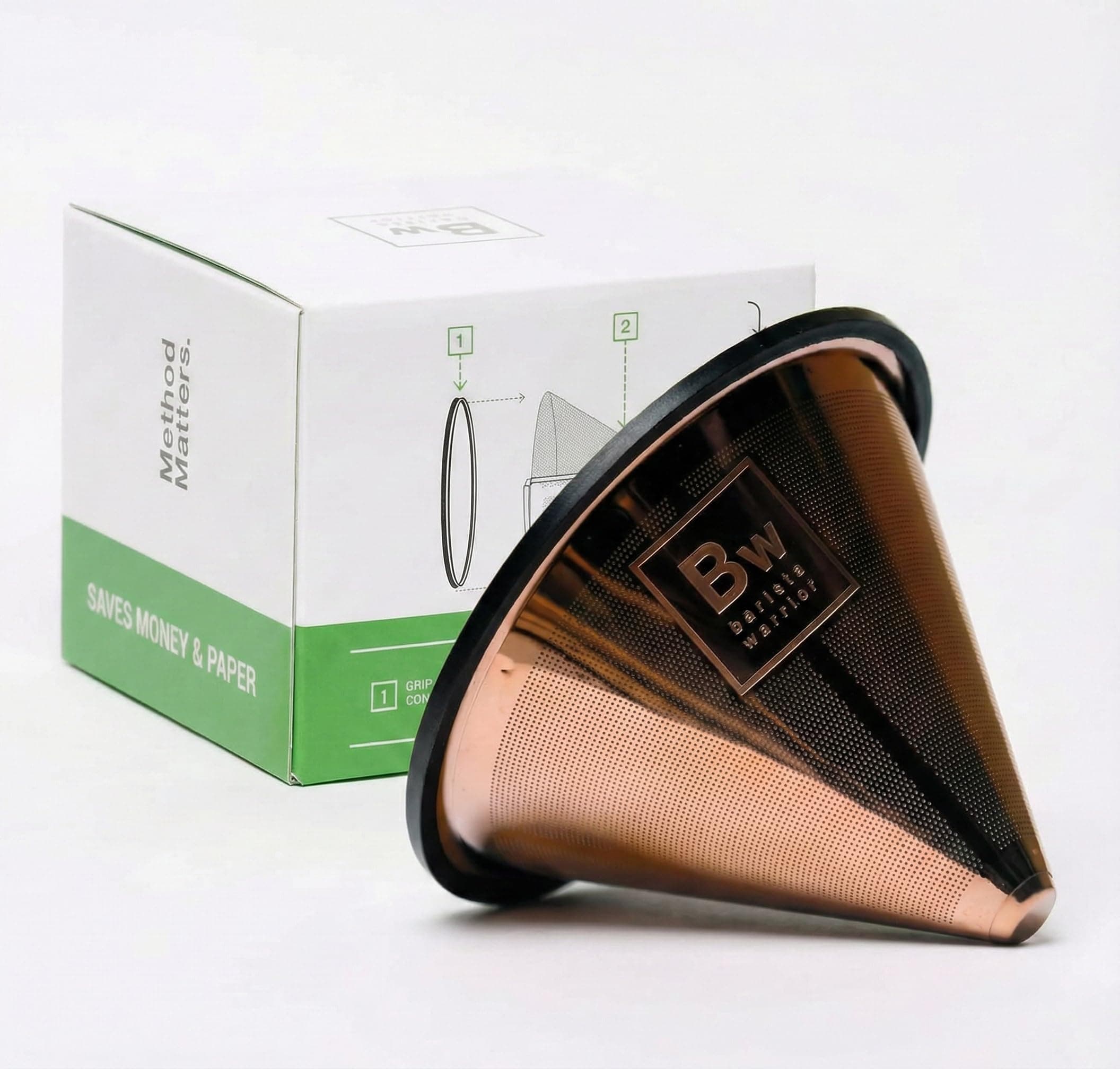 Reusable Coffee Filter - Stainless Steel Pour Over Dripper, Compatible for Chemex, Hario V60 & Drippers, Easy to Clean Flavorful Brew Fine Mesh Coffee Filter - Copper