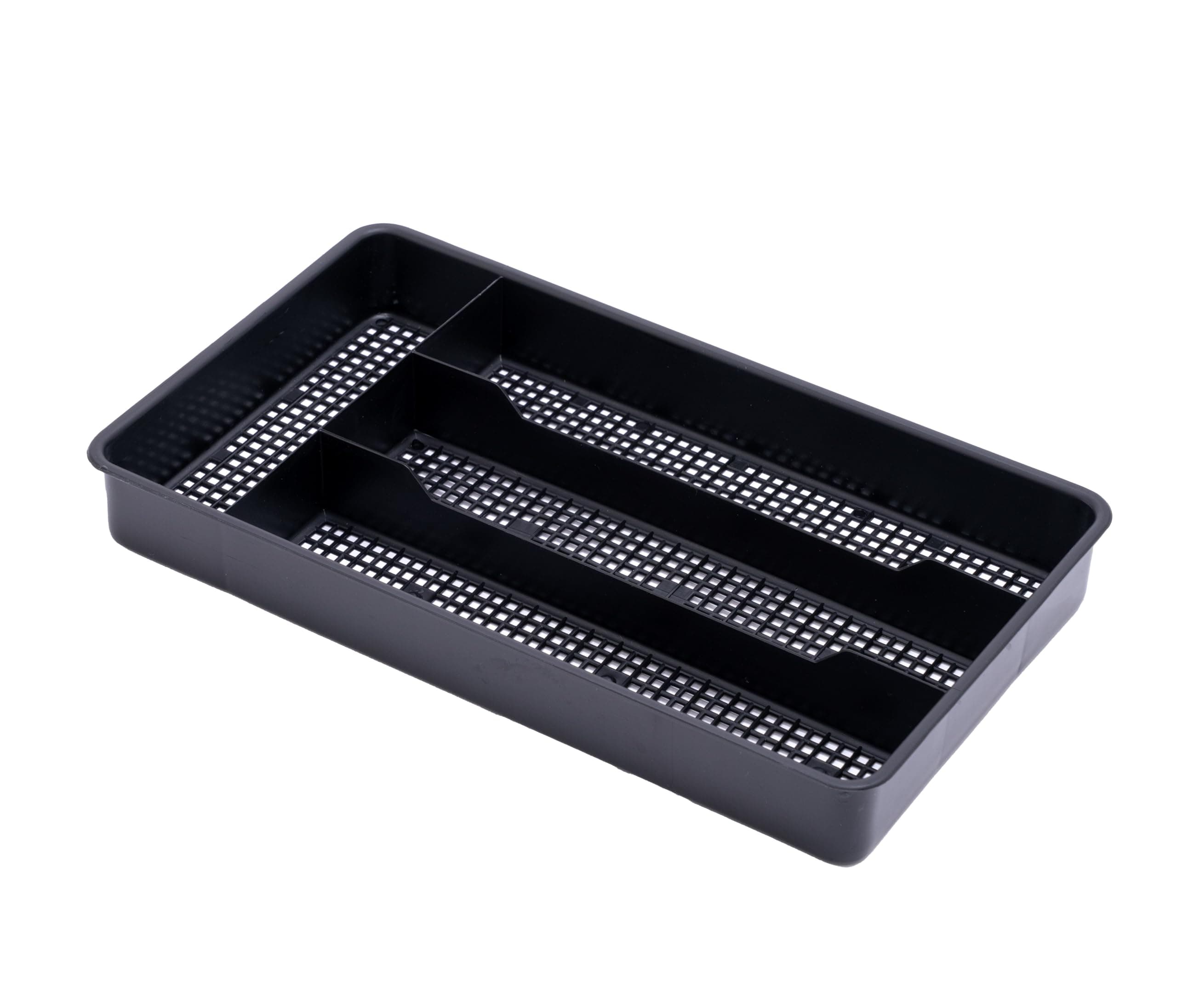 Dial Industries Small Cutlery, Utensil, Silverware Kitchen Drawer Organizer Tray, Black