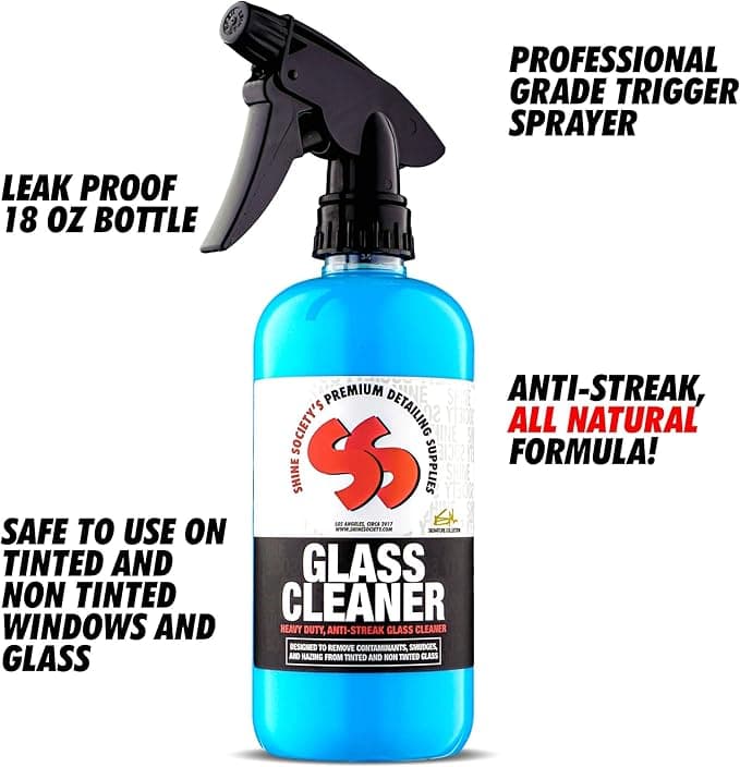 vIS Glass and Window Cleaner with Free Microfiber Towel, 100% All Natural Heavy Duty Glass Cleaner for Tinted or Non Tinted Automotive Glass (Value Pack)