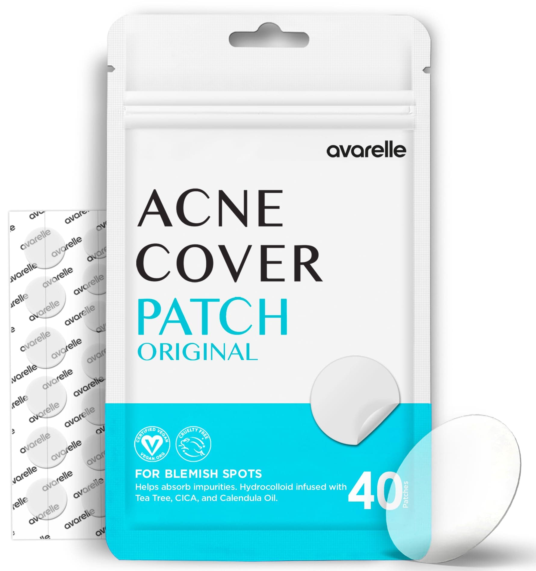 Avarelle Acne Care Pimple Patch Absorbing Cover With Tea Tree and Calendula Oil (40 Patches)