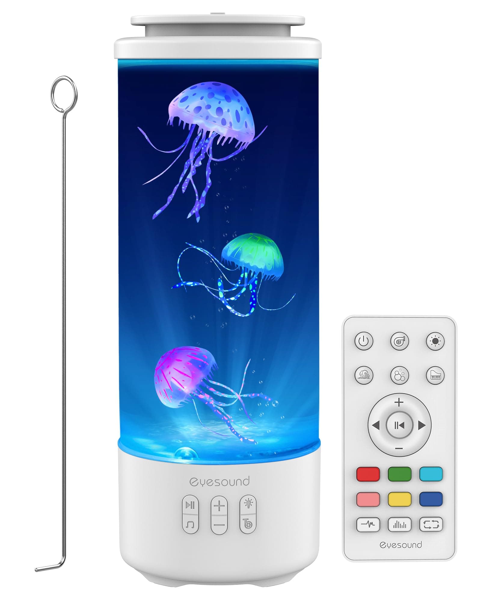 Jellyfish Lamp Bluetooth Speaker with White Noise – 7 Color Changing Jelly Fish Tank Aquarium Light, 4 Lighting Modes for Relax & Sleep, Home Office Bedroom Decor, Gift for Kids Teens Adults