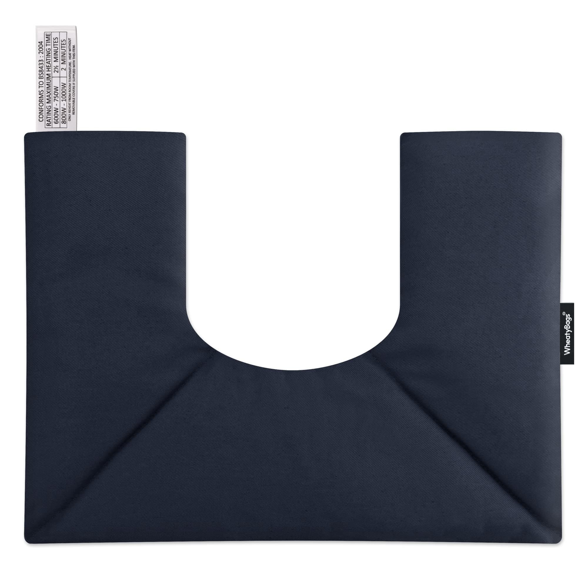 Wheat Bag Microwavable Neck and Shoulder Heat Pack with Lavender - 37cm x 27cm - Navy Blue Cotton Fabric - Soothing Warmth for Shoulders & Neck - Made in The UK