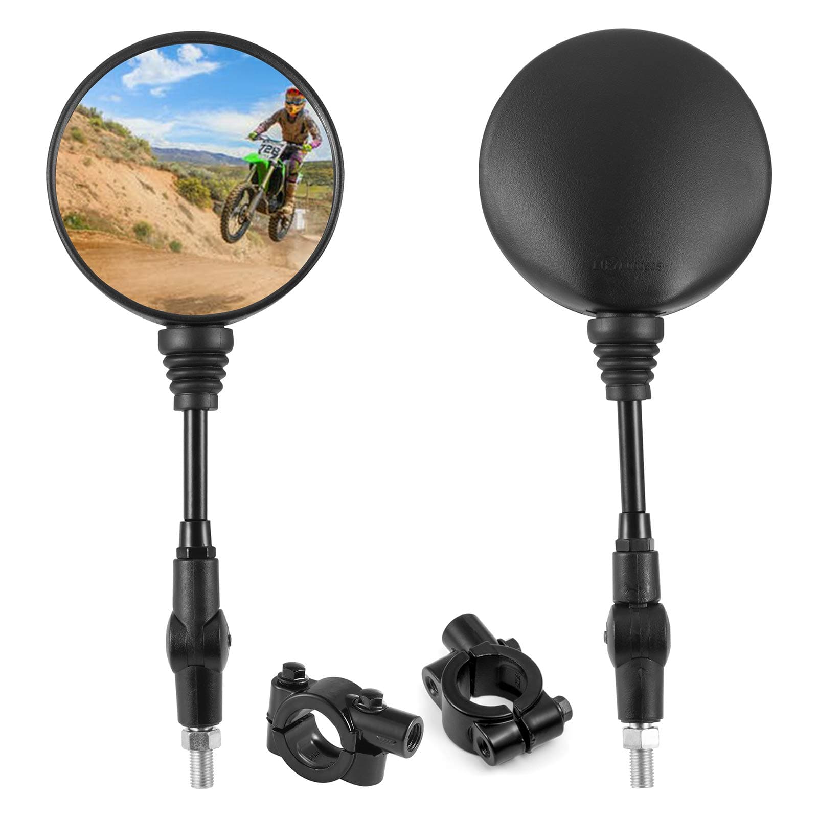 XYZCTEMUniversal Motorcycle 360 Degree Adjustment Round Foldable Black 10mm Thread 7/8" Handle Bar Rear View mirror