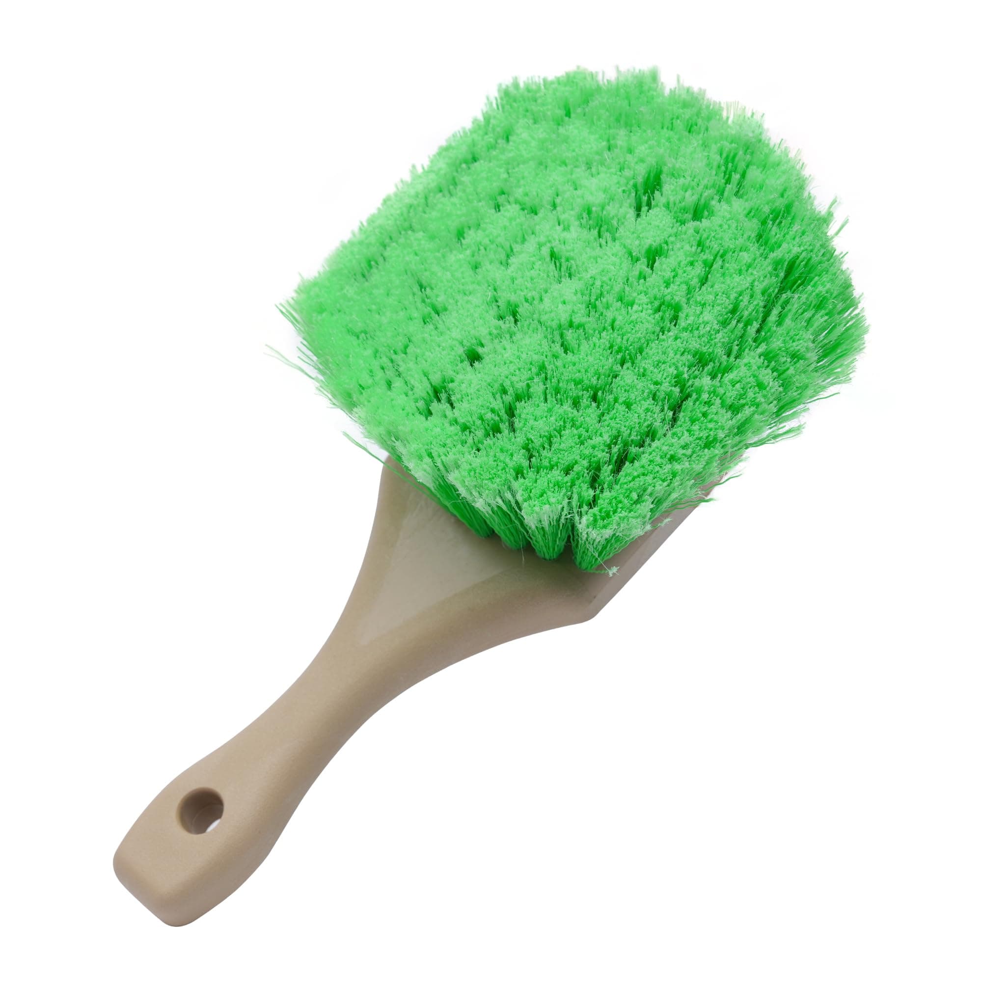 Pro-Grade 8.5" Car Detailing Brush - Durable Green Polystyrene Flagged Bristles, Acid Resistant, Gentle Surface Cleaning, Auto Wash, Tire & Wheel Scrub, Professional Automotive Detailer Tool
