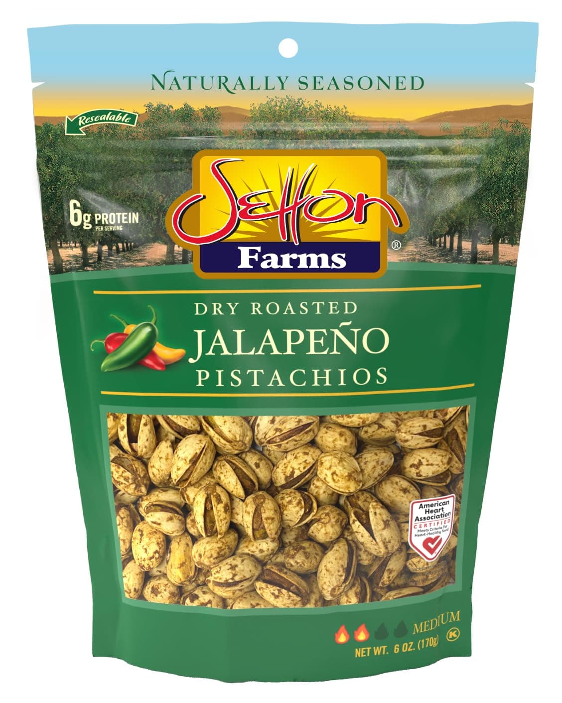 Pistachios Jalapeno, In-Shell, 6 Oz. Bag, Kosher