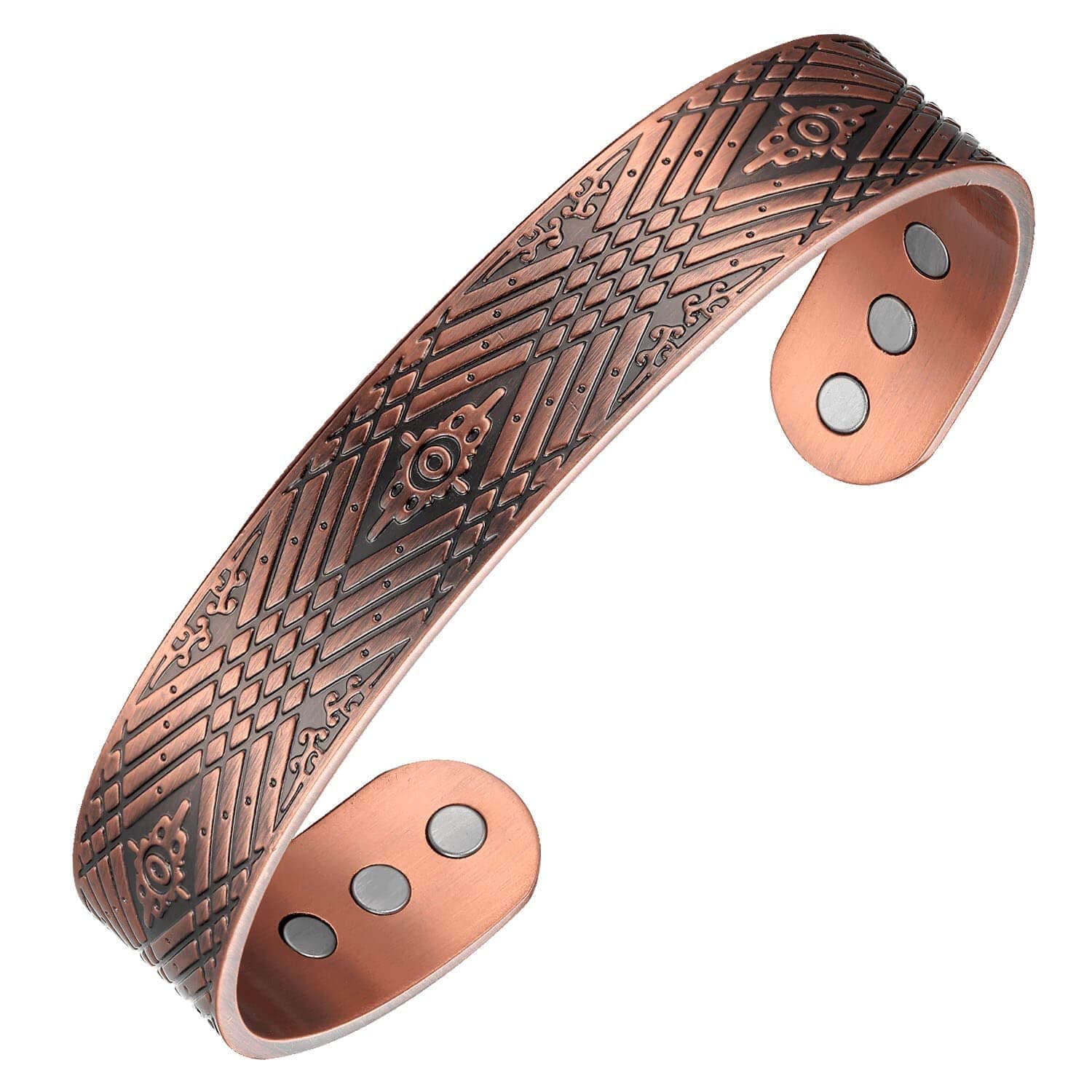 Copper Bracelet for Men, 99.9% Pure Copper Magnetic Bangle with Ultra Strength Magnets Large Adjustable Copper Bracelets (Jewelry Gift Box)