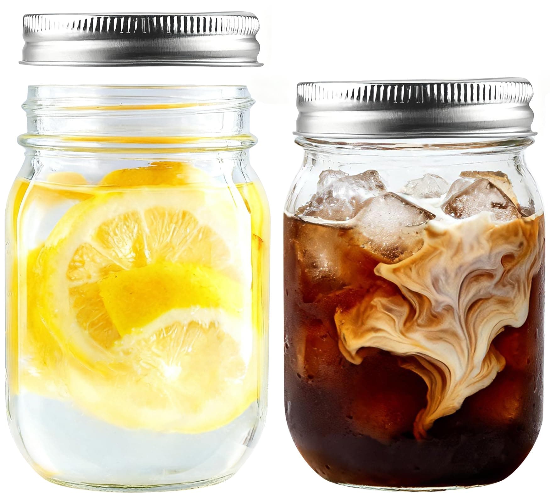 Showvigor 2-Pack 16oz Mason Jars with Airtight Lids - Regular Mouth Glass Canning Jars for Meal Prep, Overnight Oats, Preserving, Jam, Honey, Pickling | Ideal for Wedding Favors & Party Decor