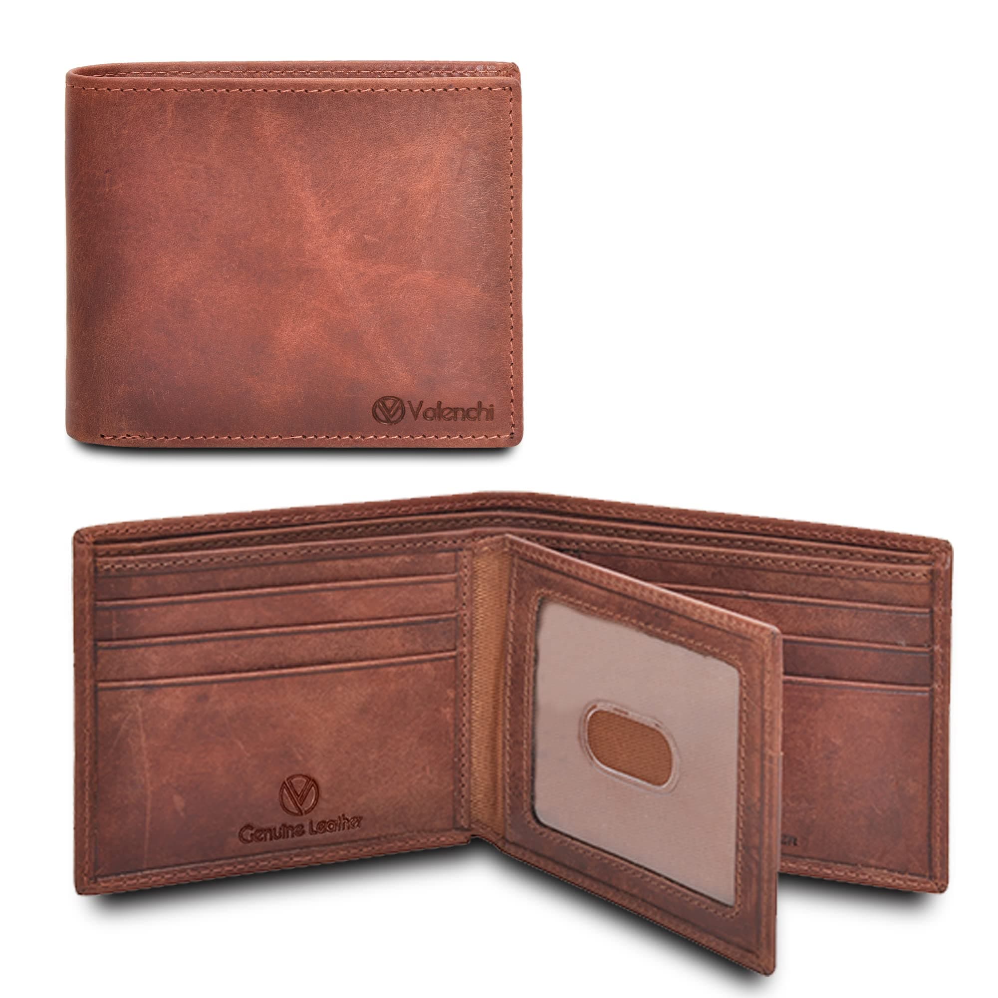 VALENCHILeather Wallet For Men - RFID Blocking Wallet For Men - Slim Bifold Men's Wallet (Brown Crazy)