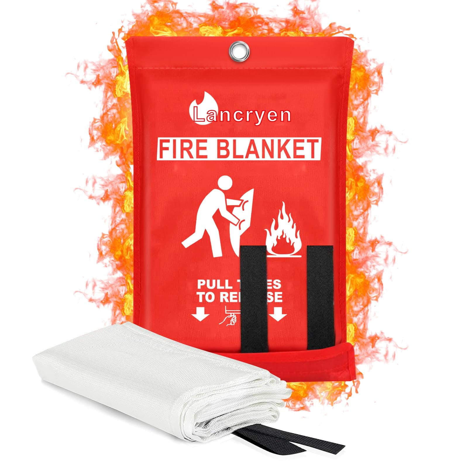 Lancryen Emergency Fire Blanket, Fire Extinguisher Blanket, Fire Suppression Fabric, Flame Retardant Towel Fire Safety Cloth for Home, Kitchen, School, Grill, Car, Office, Warehouse(40” x 40”)