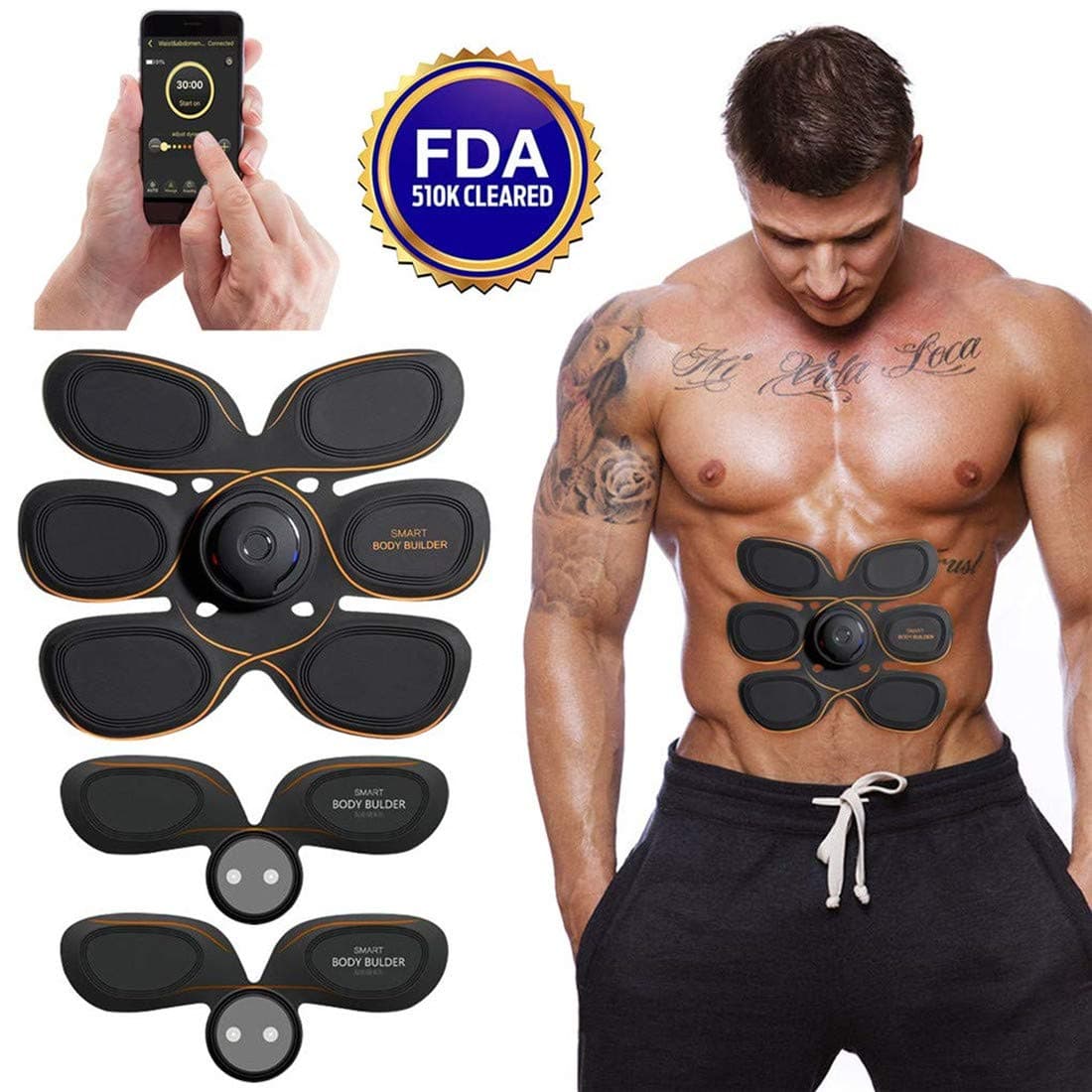 GymPad Abs Stimulator Abdominal Muscle Toner with App control, Rechargeable Fitness Training Gear Wireless Electrical Muscle Stimulation for Abdomen/Arm/Leg Training Men & Women Workout Equipment.