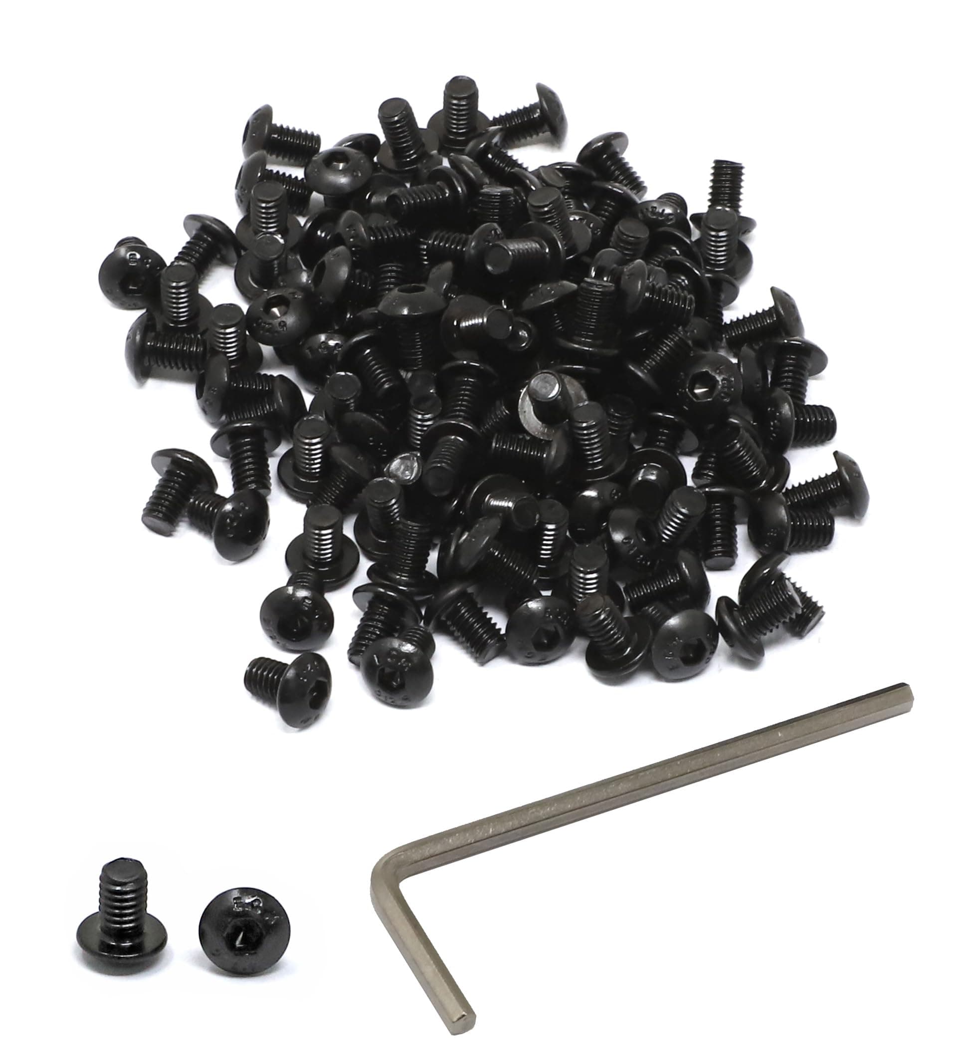 iexcell 100 Pcs M4 x 6mm Thread Pitch 0.7 mm Alloy Steel 12.9 Grade Hex Socket Button Head Cap Screws Bolts Kit, Black Oxide Finish