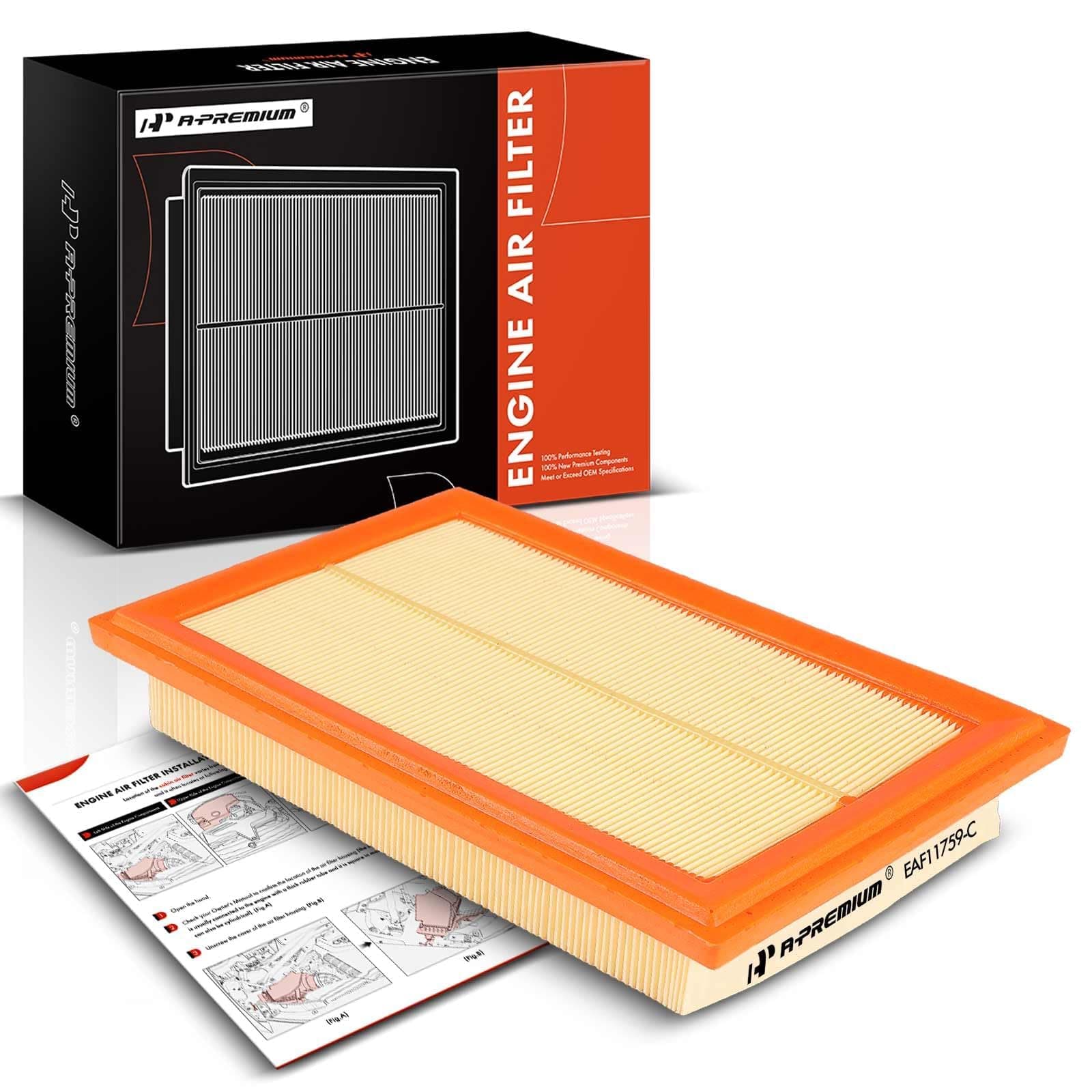 A-Premium Engine Air Filter Compatible with Mercedes-Benz C300 2015-2018, C350e 2016-2018, E300 2017-2019, GLC300 2016-2019, GLC350e 2018-2020, SLC300 2017-2019, SLK300 2016, 2.0L, Replace# 2740940104