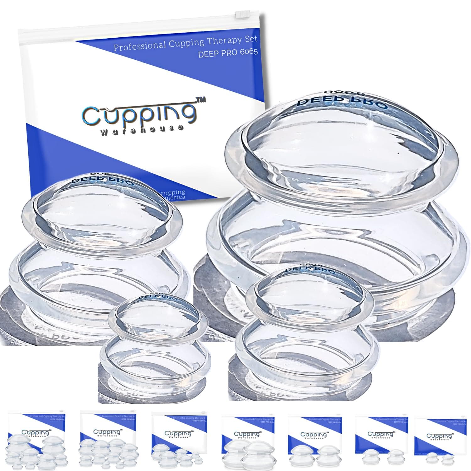 Silicone Cupping Therapy Set Supreme 4 DEEP PRO 6065(4 Sizes)Professional Hard Sturdy Advanced Treatment Cups For Deep Vacuum Suction Massage For Muscle,Joint,Fascia,Lymph & More