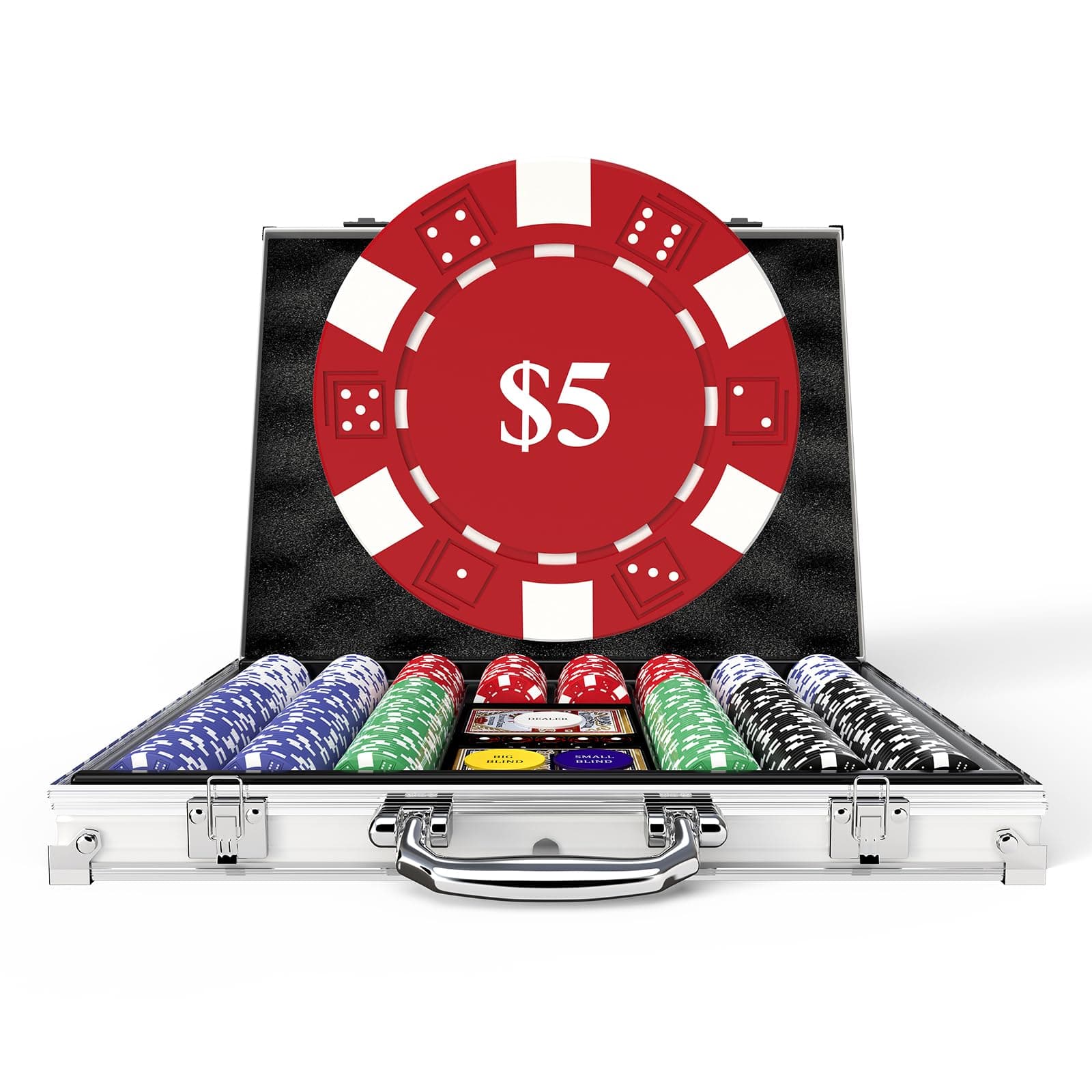 500PCS Poker Set with Denominations, 11.5g Numbered Poker Chips Set with Case for Texas Hold'em & Blackjack, Value Poker Set, Denominated Chips Set for Adults & Kids Aged 8 and Up